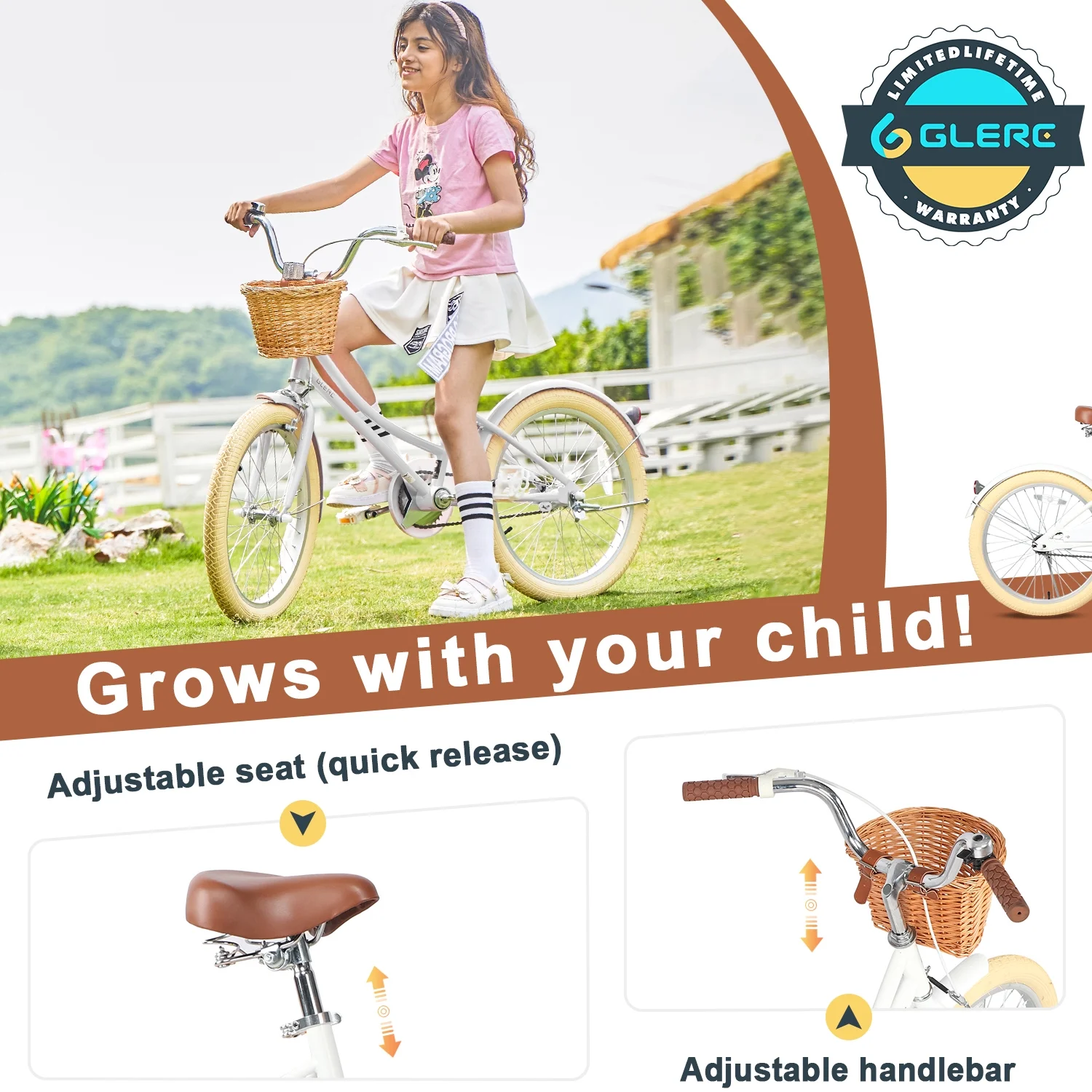 Glerc Little Molly 14 inch Kids Girls Bike for 3-5 Years Old Little Child,Yellow - Womvr