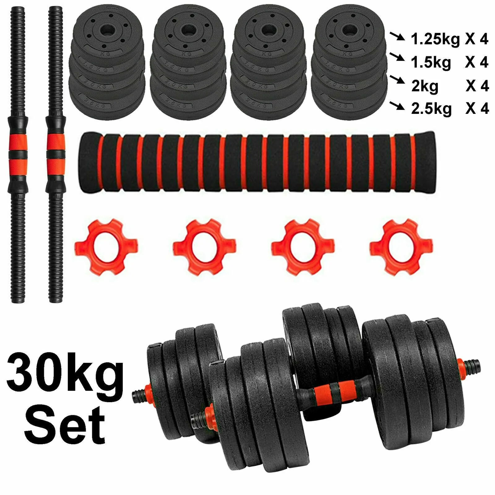 FIXTECH 66LB 2 in 1 Adjustable Dumbbell Set with Connecting Rod Used As Barbell for Whole Body Workouts - Womvr