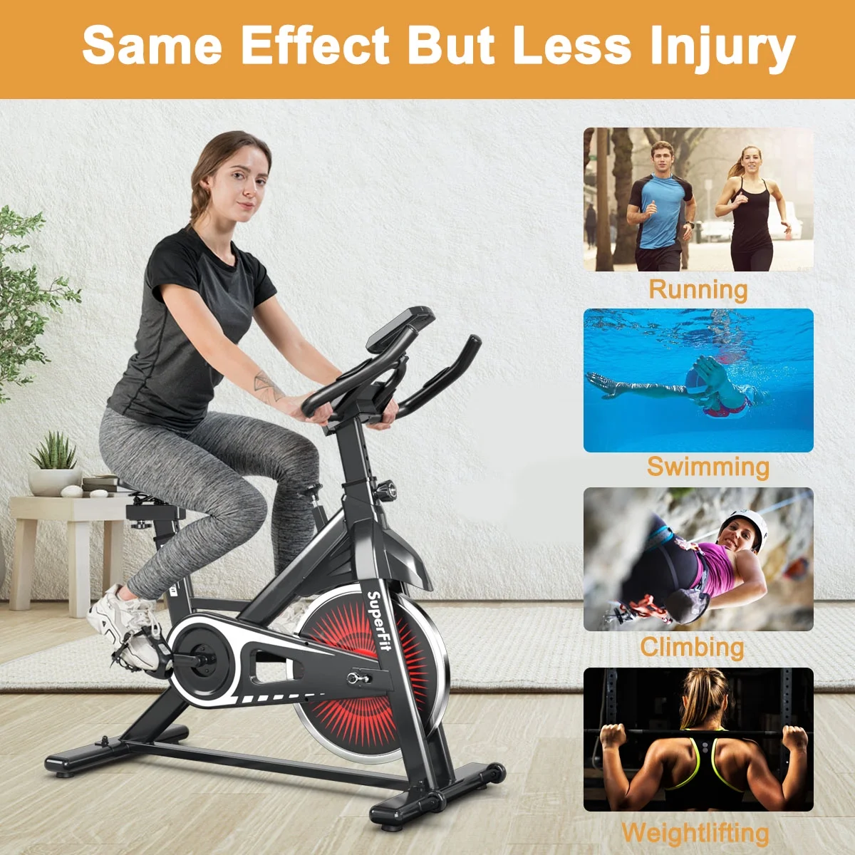 SuperFit Indoor Cycling Stationary Bike Silent Belt Drive Adjustable Resistance - Womvr