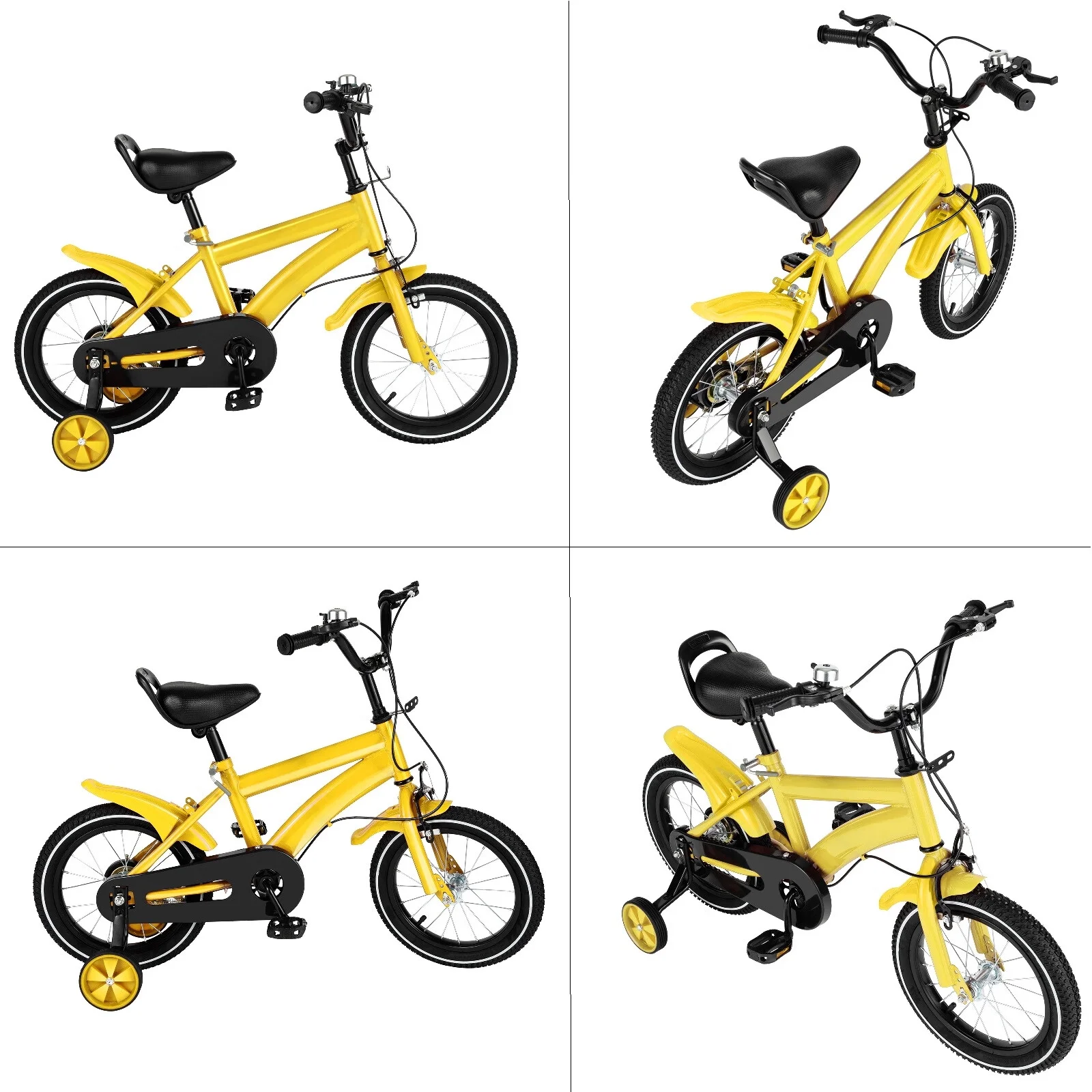 Aiqidi 14 Inch Kids Bike Boys Girls Safe Bicycle Adjustable Seat Height Children Bicycle with Training Wheels and Mudguards, Red - Womvr