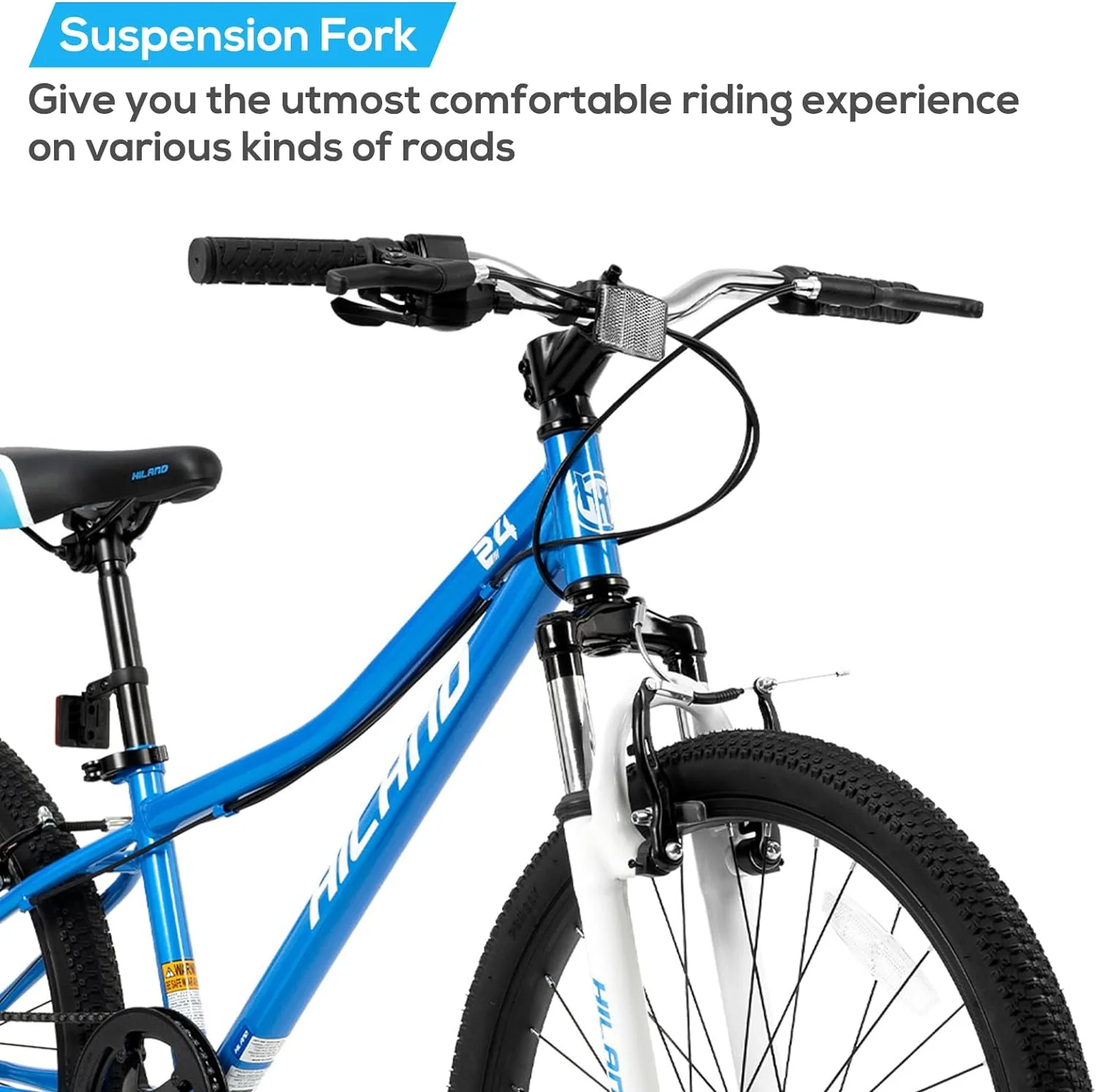 Hiland 24 inch Mountain Bike Shimano 7 Speeds for Teenager with Suspension Fork, Mint Pink - Womvr