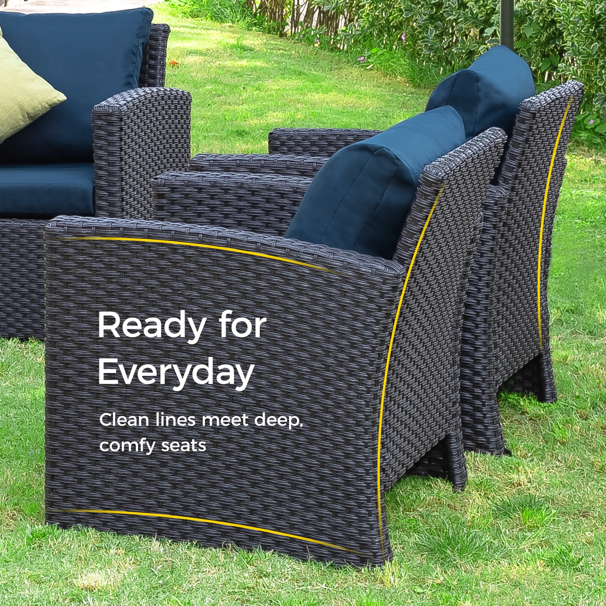 Royalcraft 10 Pieces Patio Furniture Set, All Weather PE Wicker Rattan Outdoor Sectional Sofa, Outdoor Sectional Sofa for Lawn Backyard Poolside Porch Garden, Grey - Womvr