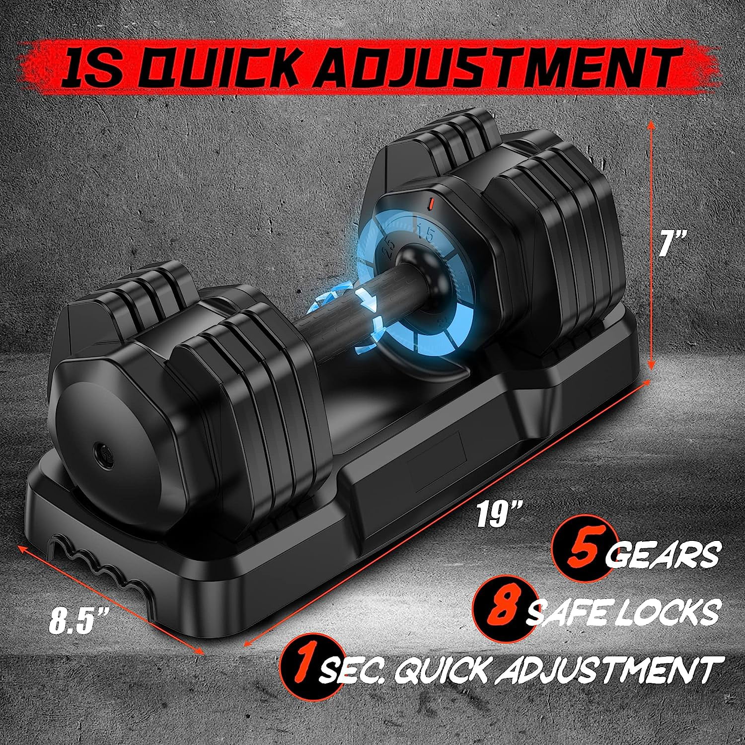 YSSOA Adjustable Dumbbell 55lb with Anti-Slip Metal Handle - Dumbbell for Full Body Workout Fitness with Tray - Womvr