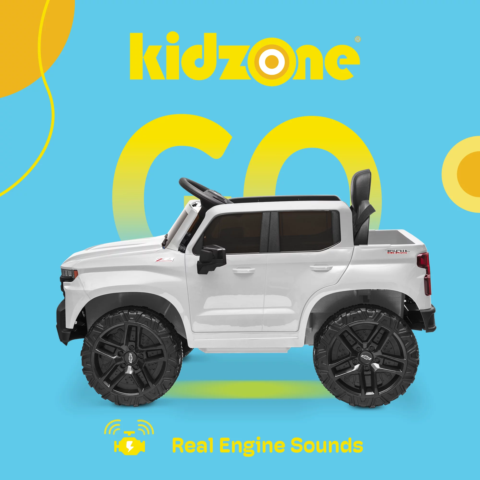 Kidzone 12V Battery Powered Licensed Chevrolet Silverado Truck - Red - Womvr