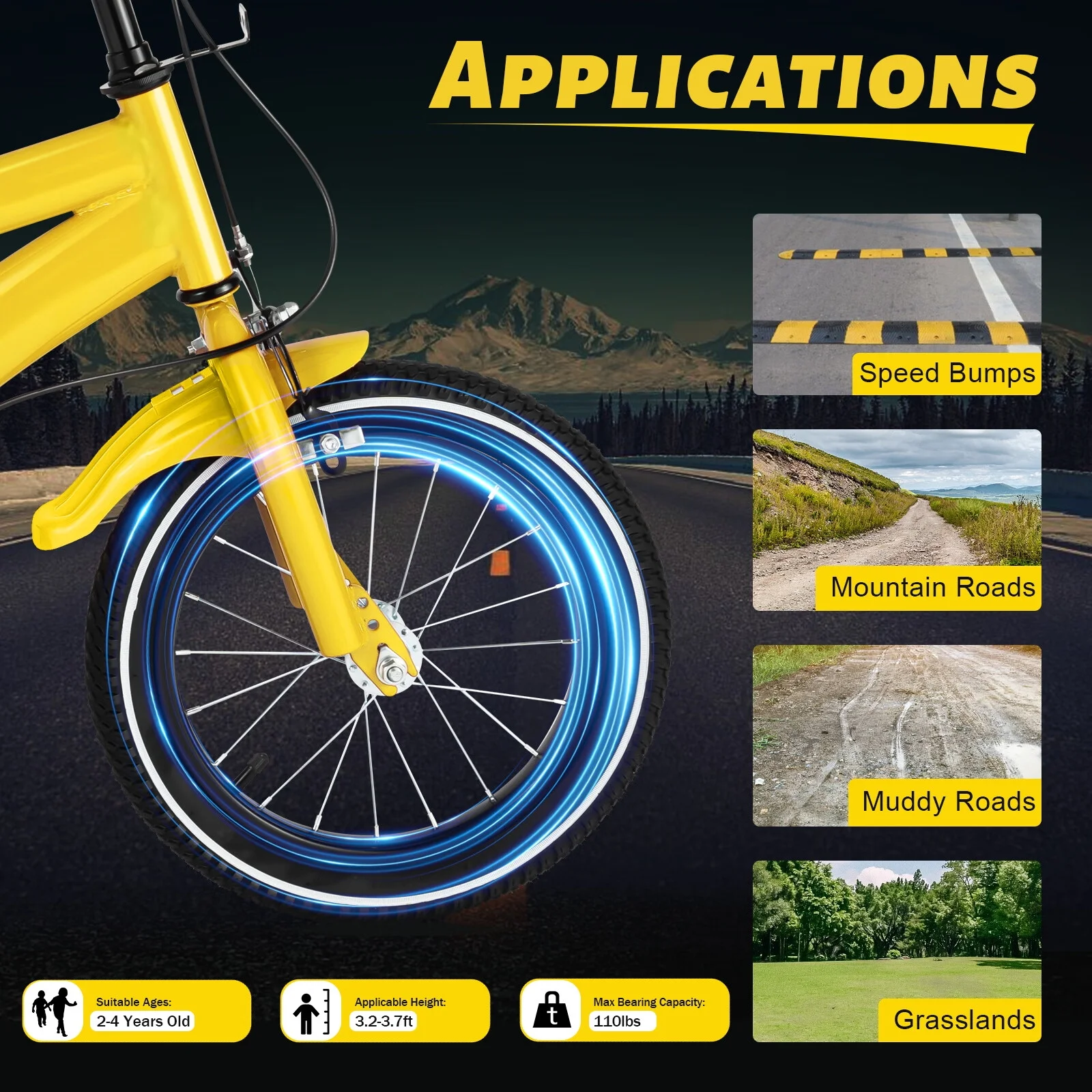 Aiqidi 14 Inch Kids Bike Boys Girls Safe Bicycle Adjustable Seat Height Children Bicycle with Training Wheels and Mudguards, Red - Womvr