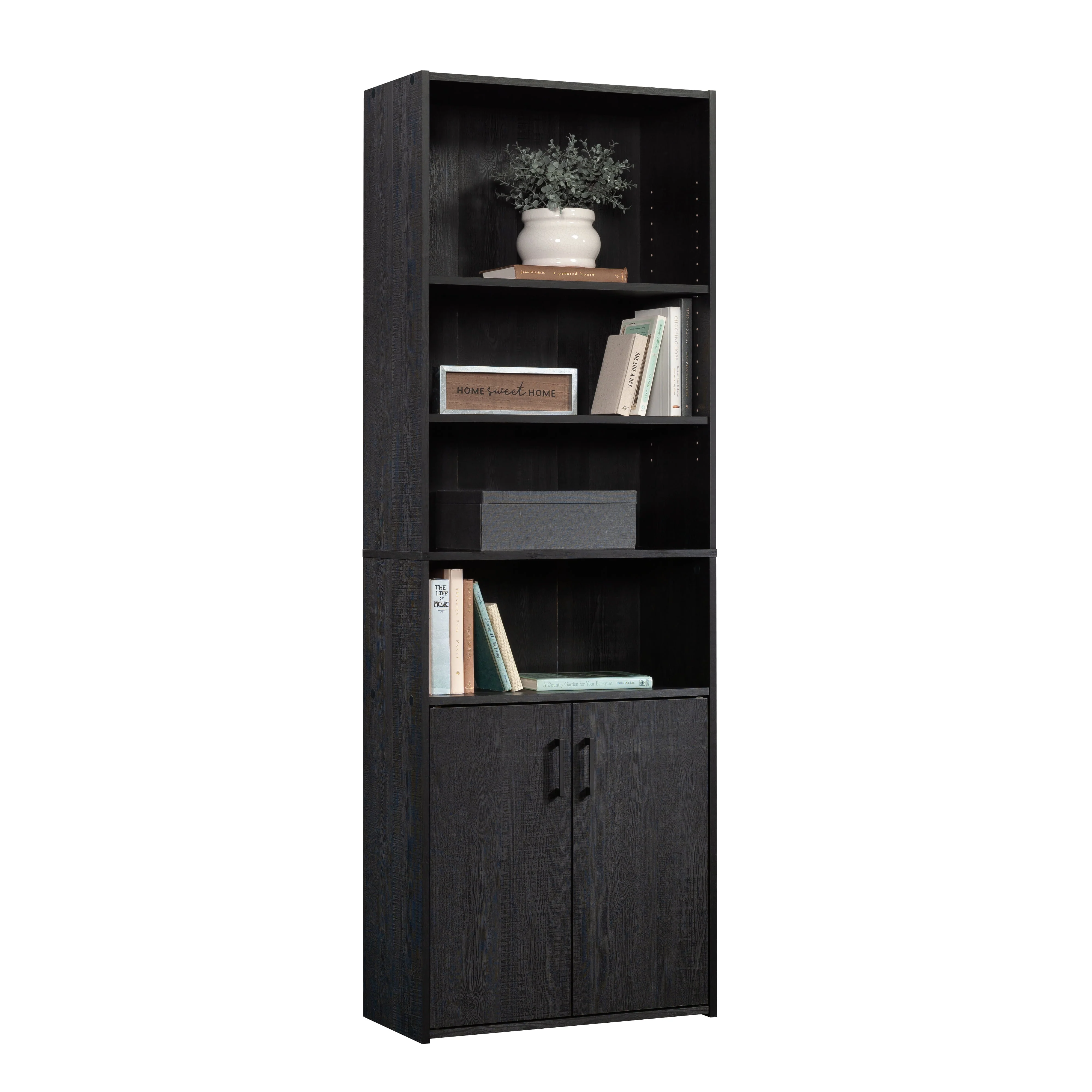 Mainstays Traditional 5 Shelf Bookcase with Doors, Soft White - Womvr