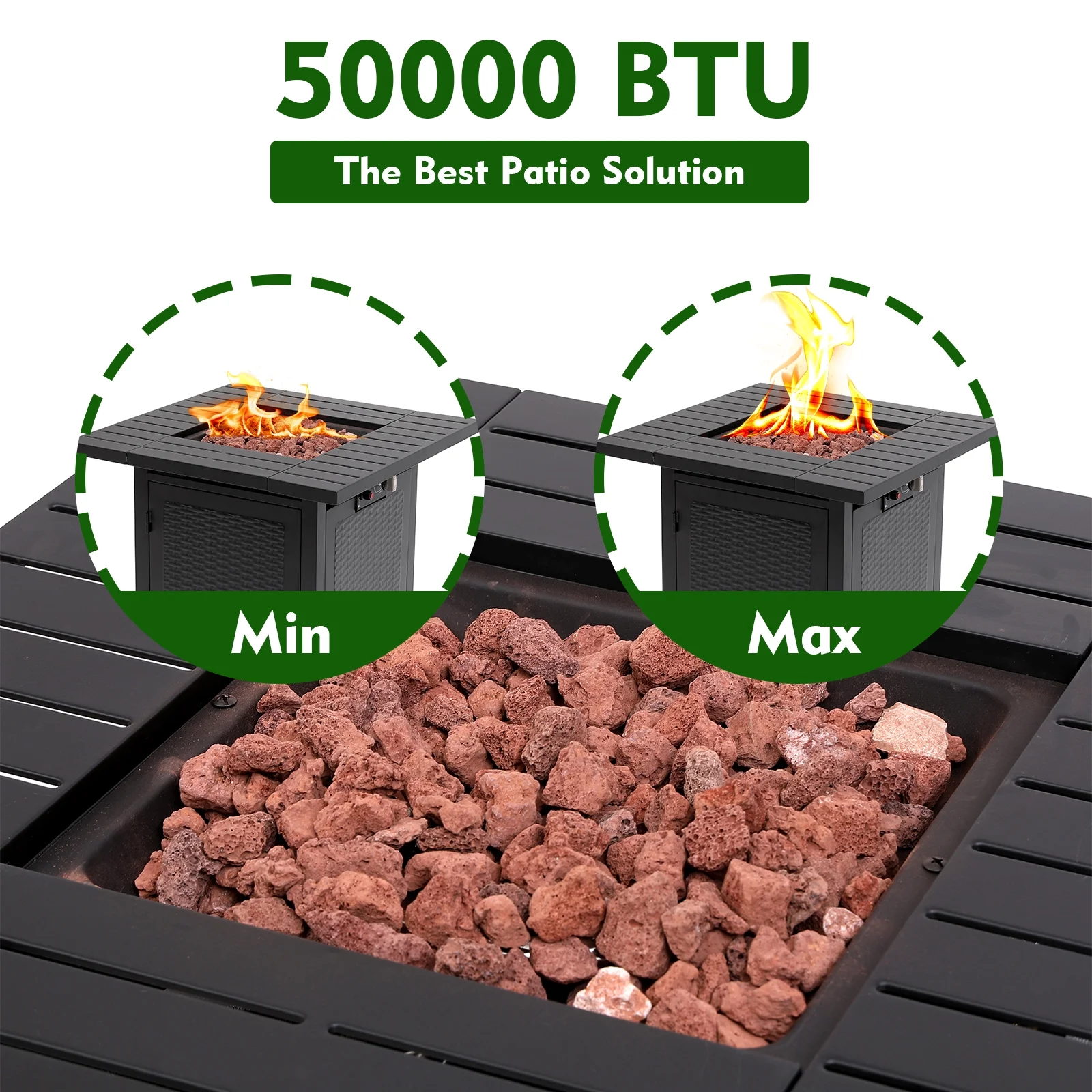 Vebreda Propane Fire Pit 28 inch Outdoor Gas Fire Table, 50,000 BTU, Black - Womvr