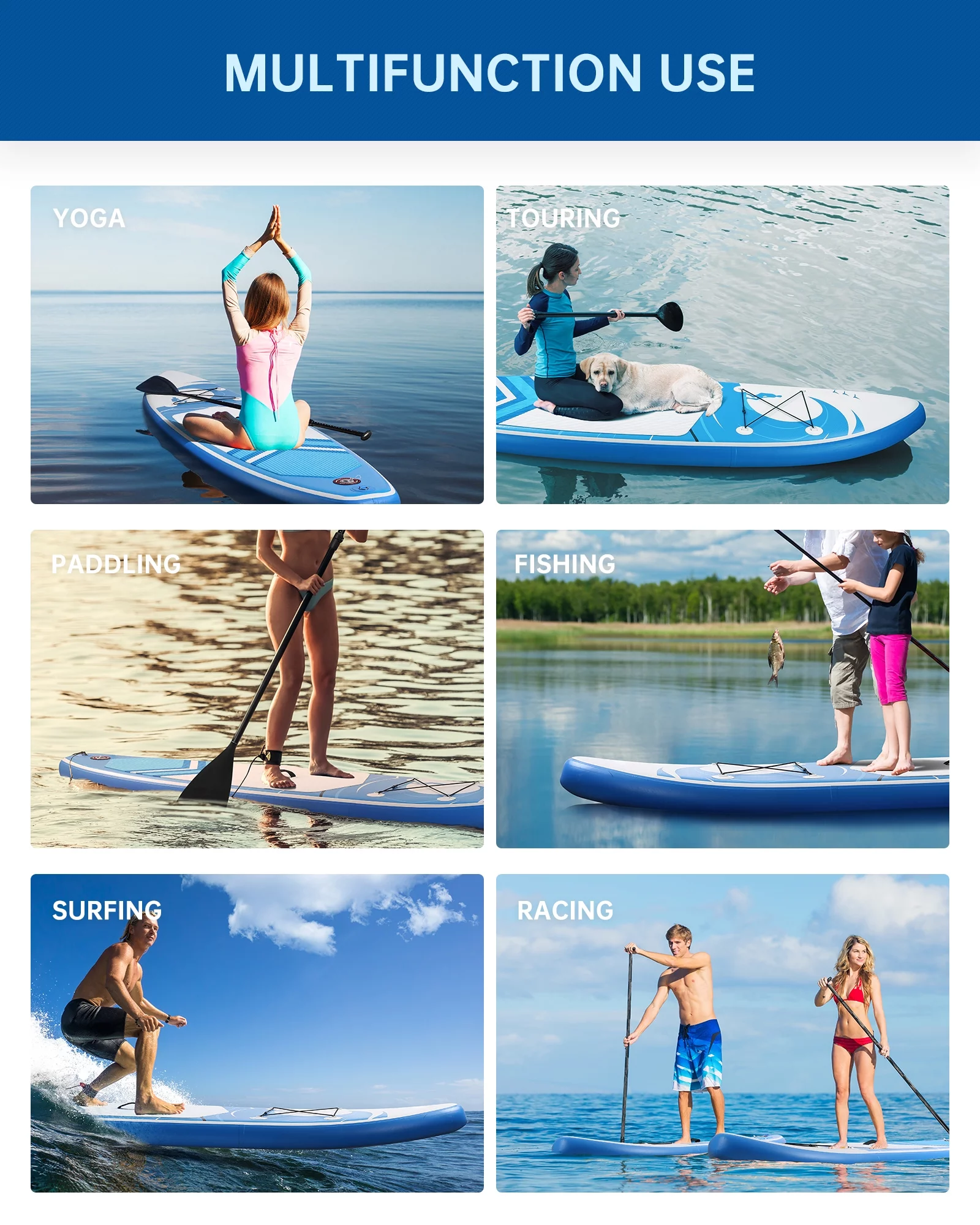 Marnur Inflatable Paddle Board Stand up Paddle Board 10' SUP 6 in.Thick Board Carry Bag & Fast Pumping Green - Womvr