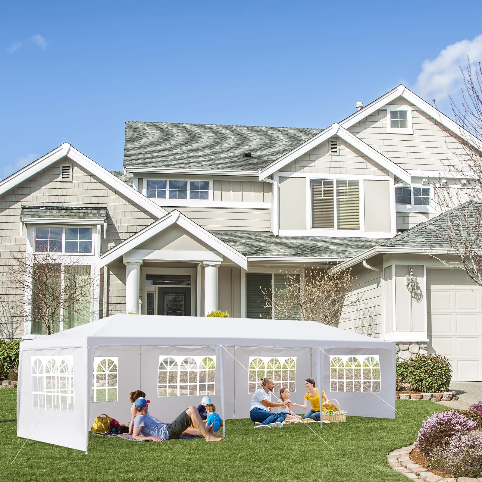 UBesGoo 10' x 10' Canopy Waterproof Party Tent Practical Outdoor Tent for Parties White - Womvr