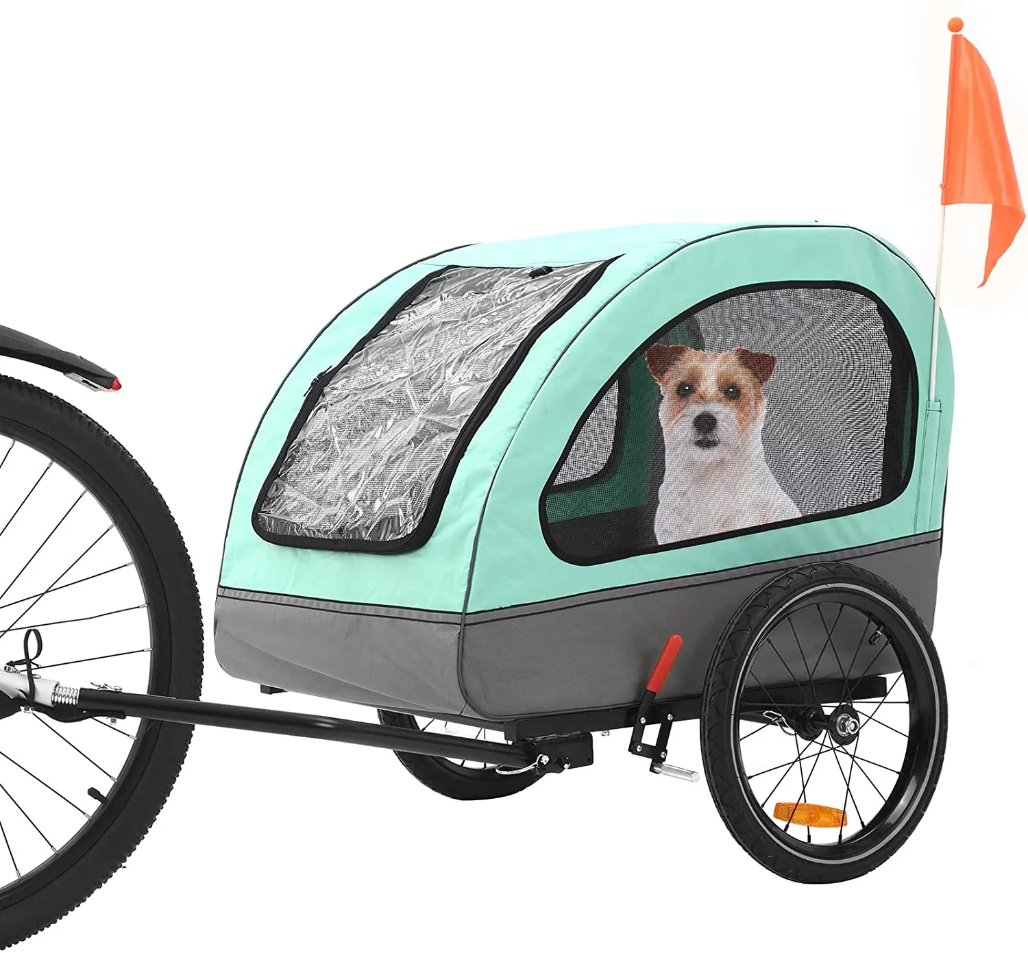 MOJAY Foldable Dog Bike Trailer with Rear Entrance for Small and Medium Pets Under 88 lbs, Outdoor Bike Trailer, Green - Womvr