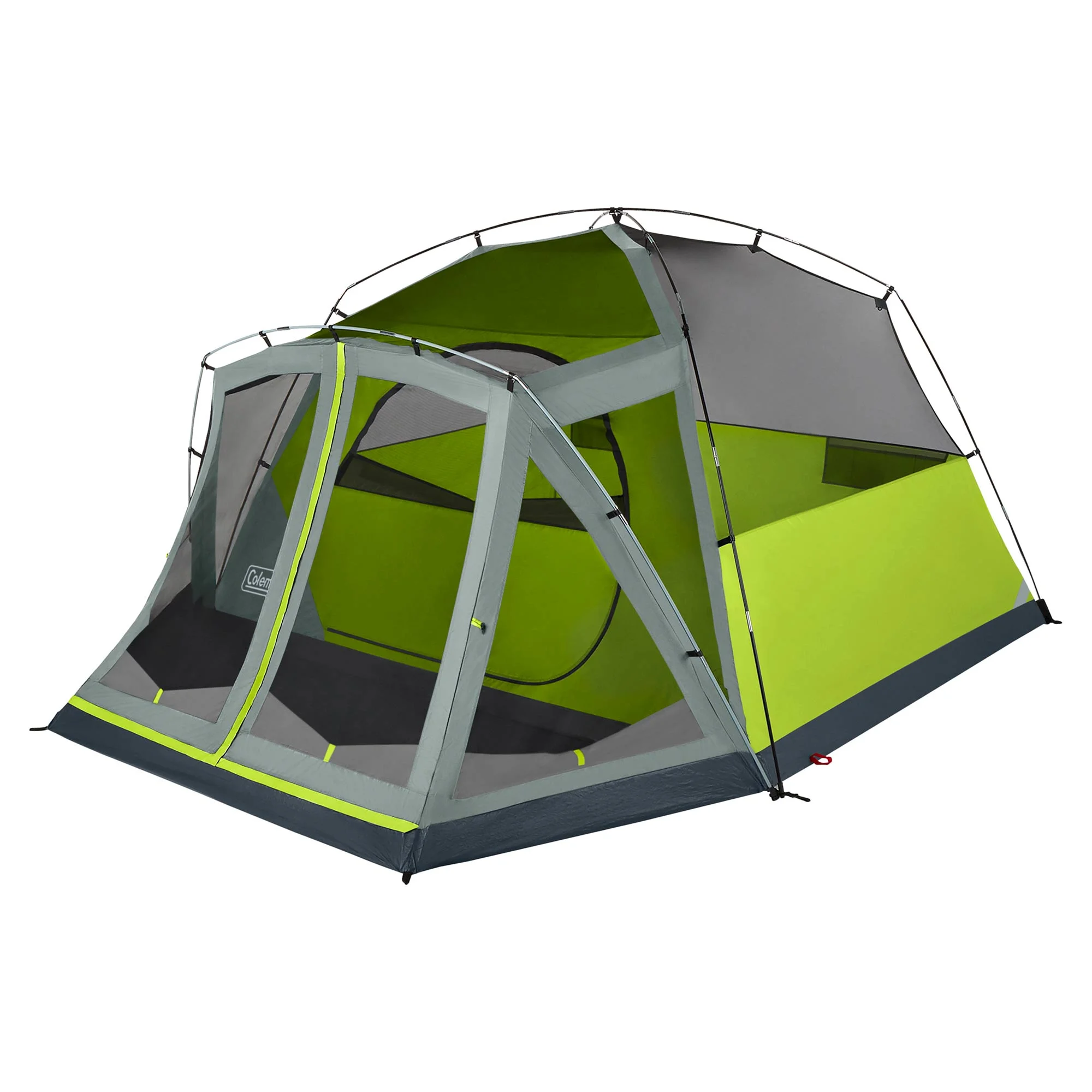 Coleman Skydome 6 Person Camping Tent with Screen Room and Bag, Rock Gray - Womvr