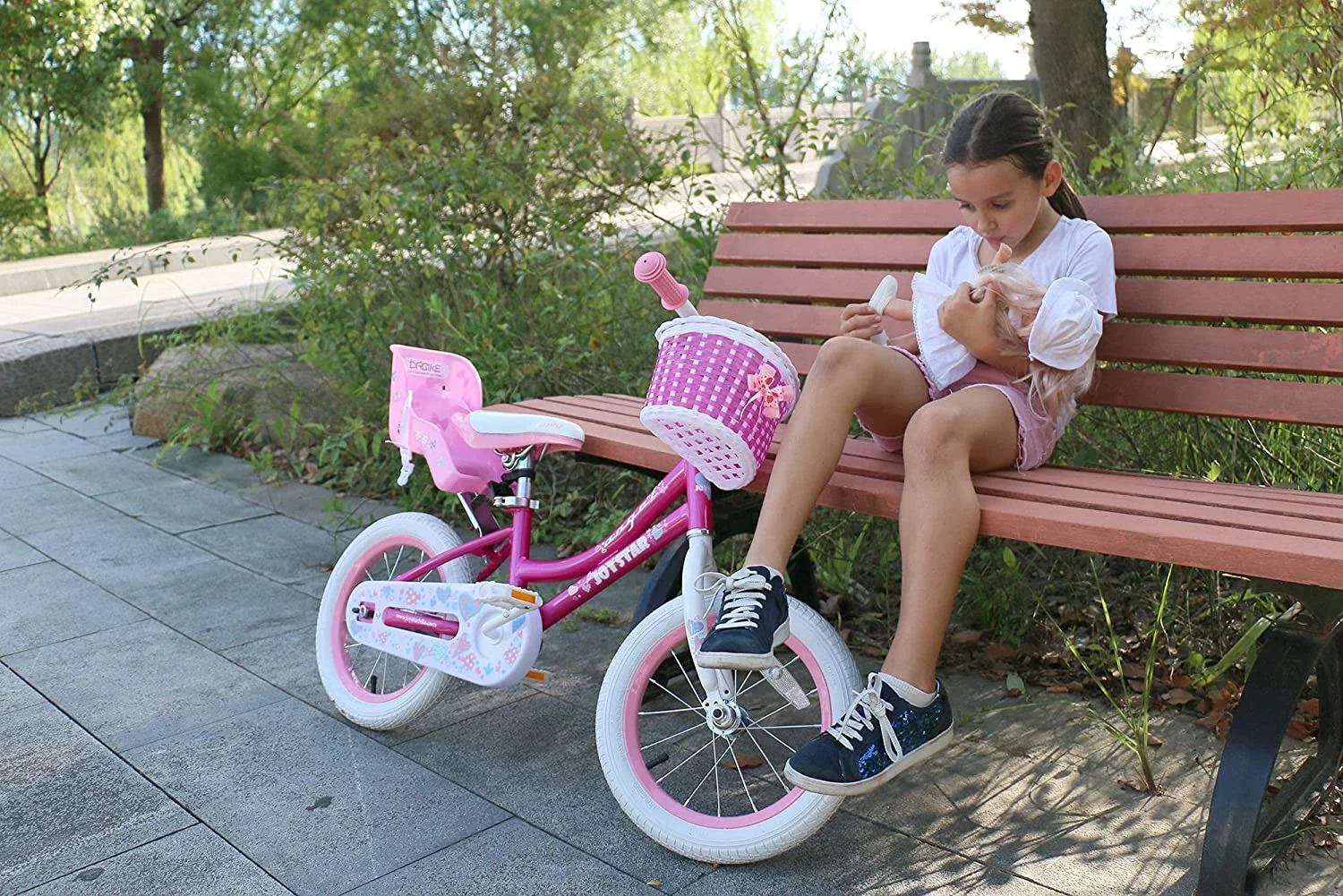 JOYSTAR Angel Girls Bike for Toddlers and Kids Ages 2-9 Years Old, 12 14 16 18 Inch Kids Bike with Training Wheels & Basket, 18 in Girl Bicycle with Handbrake & Kickstand - Womvr