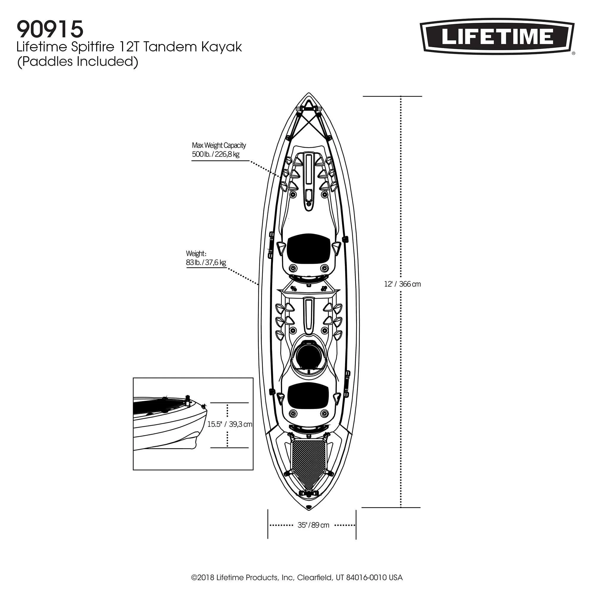 Lifetime Spitfire 12T Tandem Kayak, Lime Green - 90476 - Womvr
