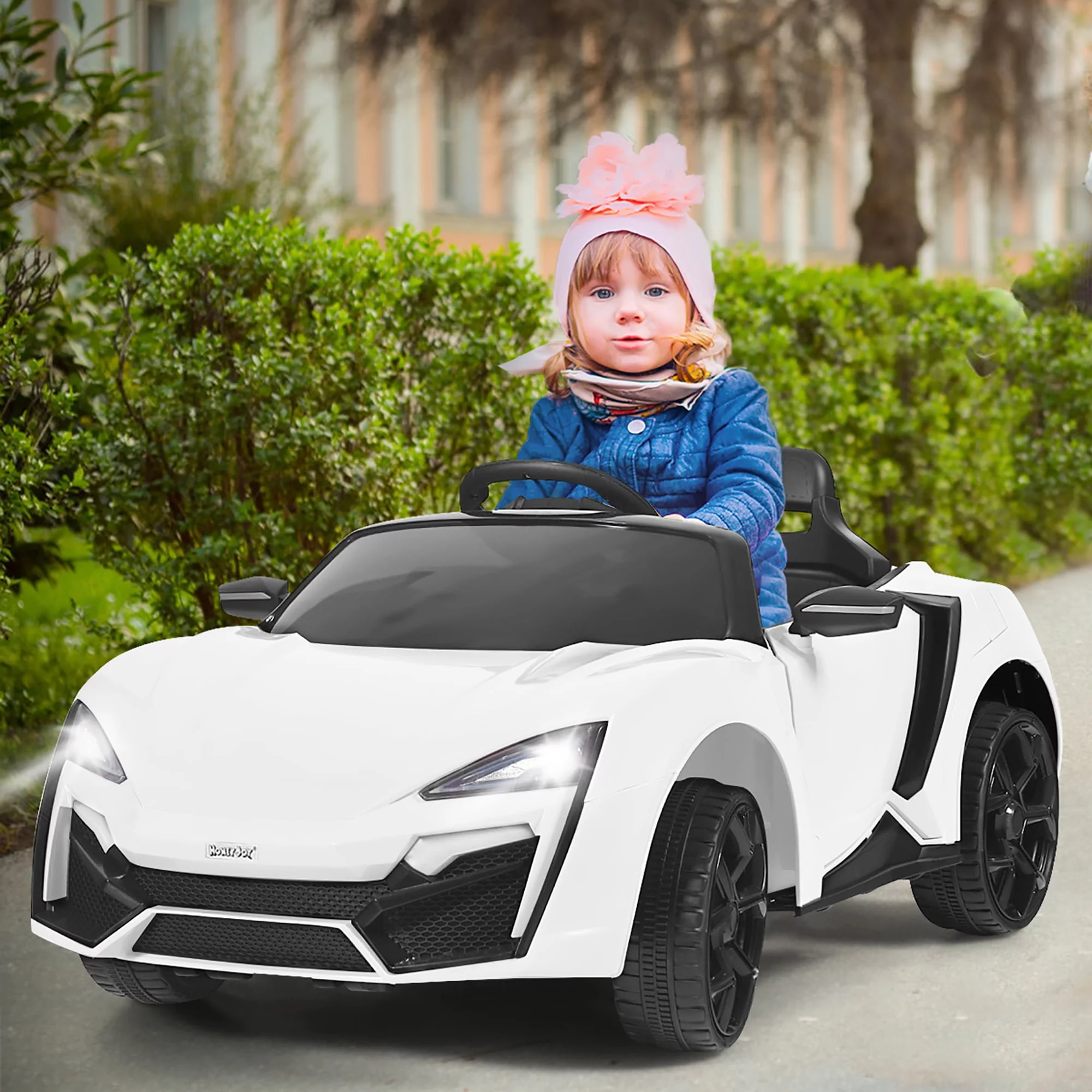 Costway 12V Kids Ride On Car 2.4G RC Electric Vehicle w/ Lights MP3 Openable Doors Pink - Womvr