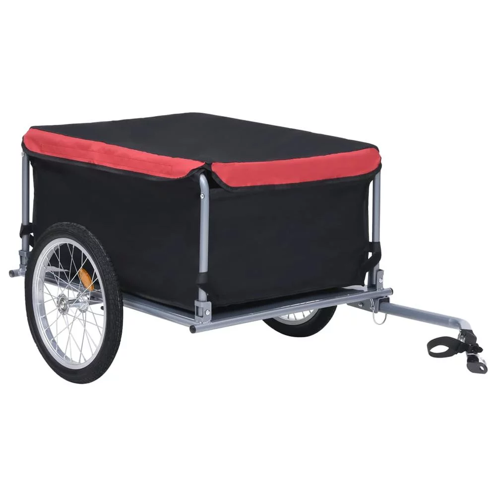 vidaXL Bike Cargo Trailer Black and Red 143.3 lb 2588 - Womvr