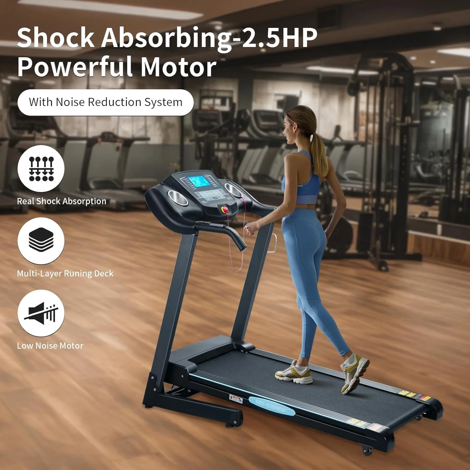 Treadmill with Incline Folding Treadmill with 12-Level Automatic Incline 2.5hp Power 8.5mhp Speed Running Machine 15 Preset Training Program Electric Treadmill for Home Use - Womvr