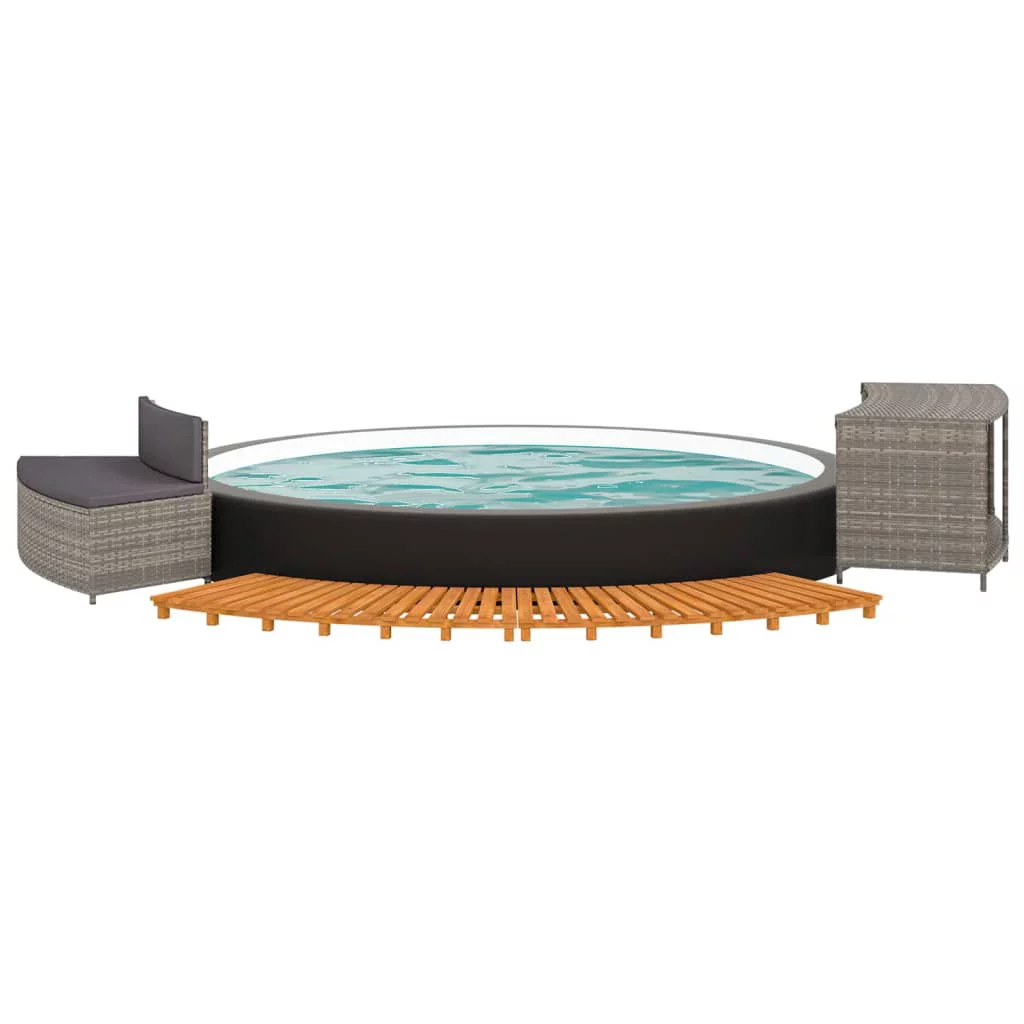Irfora Spa Surround Gray Poly Rattan and Solid Wood Acacia - Womvr