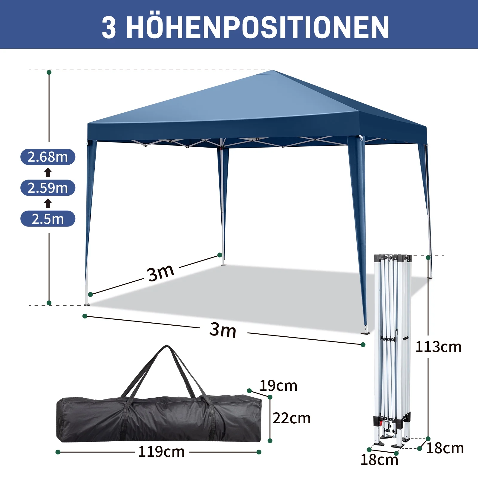 Zimtown 10ft x 10ft Base/8ft x 8ft Top Pop up Canopy Tent Instant Practical Waterproof Folding Tent with Carry Bag - Womvr