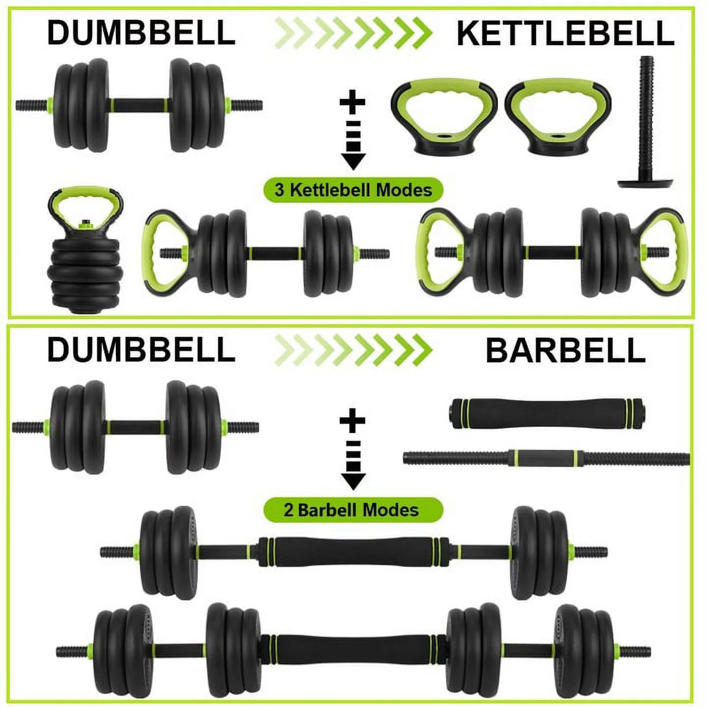 EastVita 4-in-1 Dumbbells Set Barbell Kettlebells Push-Up-Stand 50 Pounds for Home Lose Fat Gym Fitness Muscle Exercises - Womvr