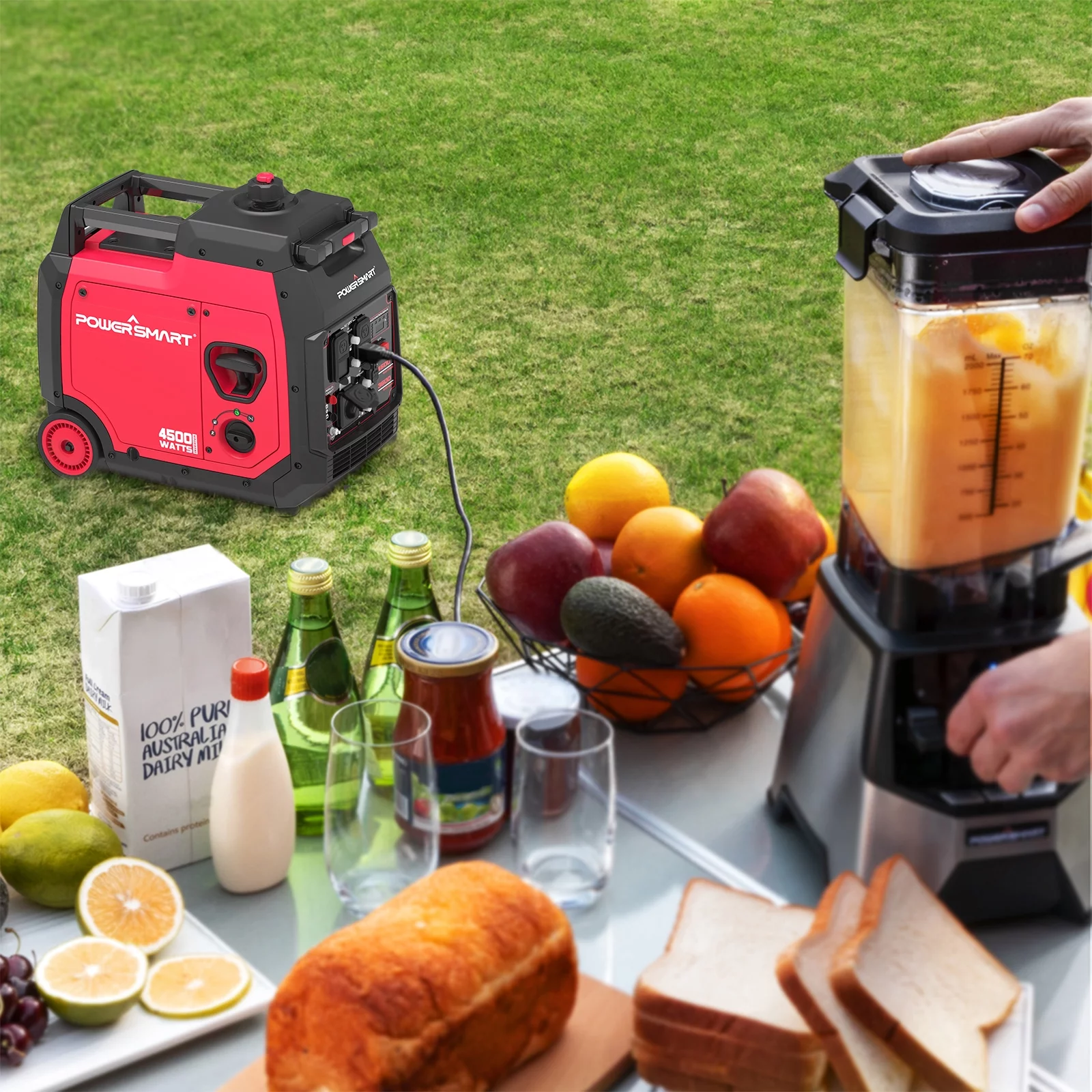 PowerSmart 4500 Watt Gas Powered Inverter Generator for Outdoor,Super Quiet Generator for Home Use,Portable with wheel - Womvr