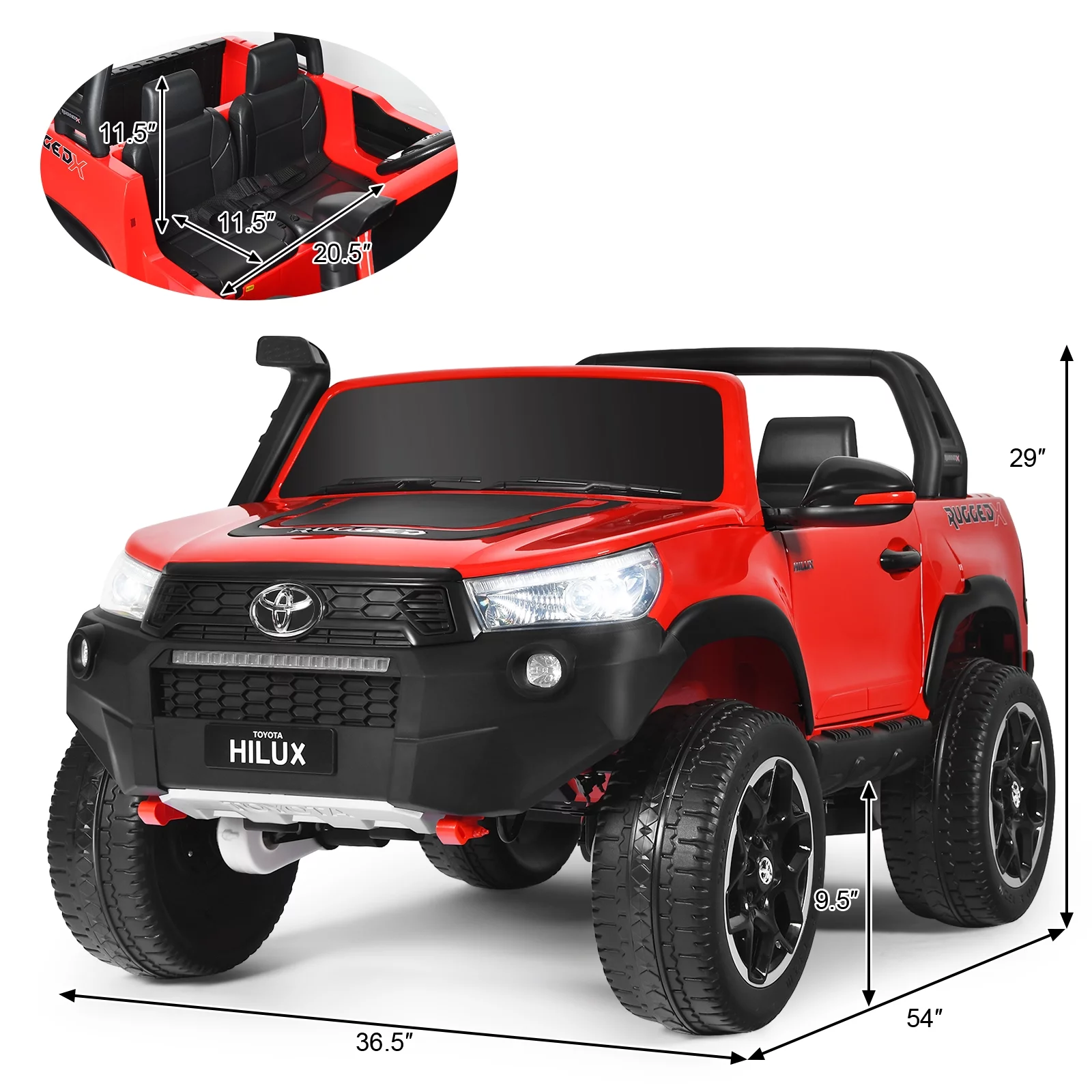 Infans 2*12V Licensed Toyota Hilux Ride On Truck Car 2-Seater 4WD Remote Control Pink - Womvr