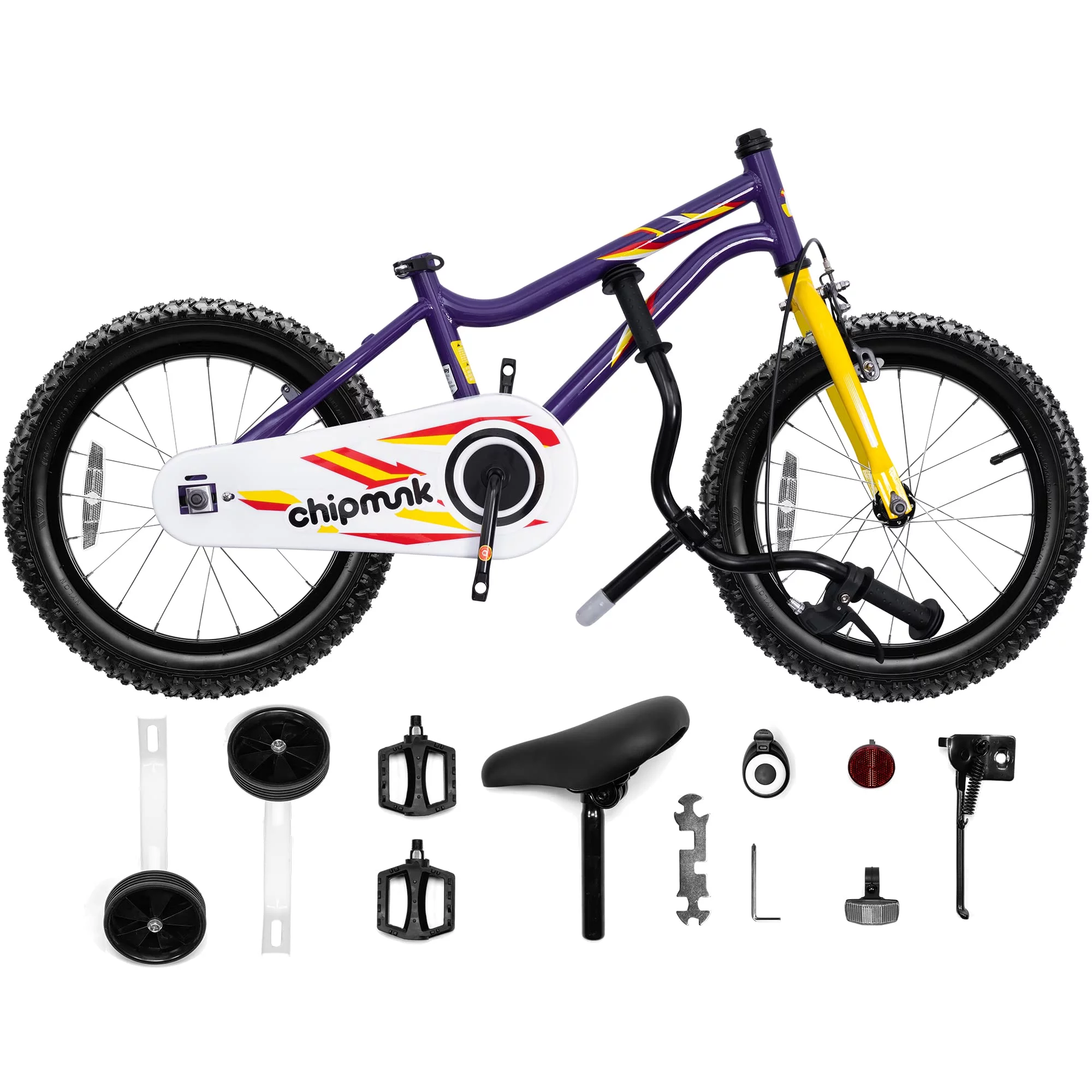 RoyalBaby Chipmunk Kids Bike Boys Girls 16 Inch Bicycle with Training Wheels and Kickstand Red - Womvr