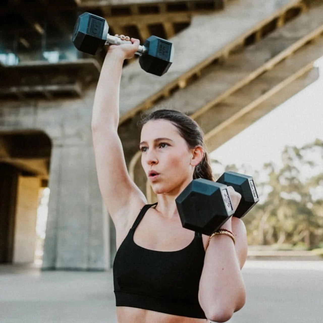 Tru Grit Fitness 10lb Black Rubber Hex Dumbbell, Pair - Womvr