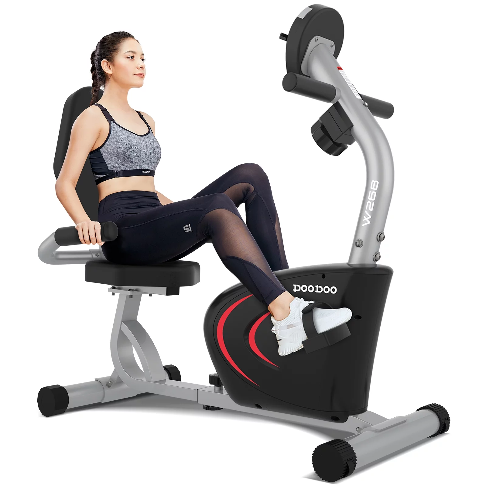 Pooboo Recumbent Exercise Bike Seniors Stationary 8 Level Adjustable Magnetic Resistance Bike Indoor Cycling Recumbent Bikes with Digital Monitor - Womvr
