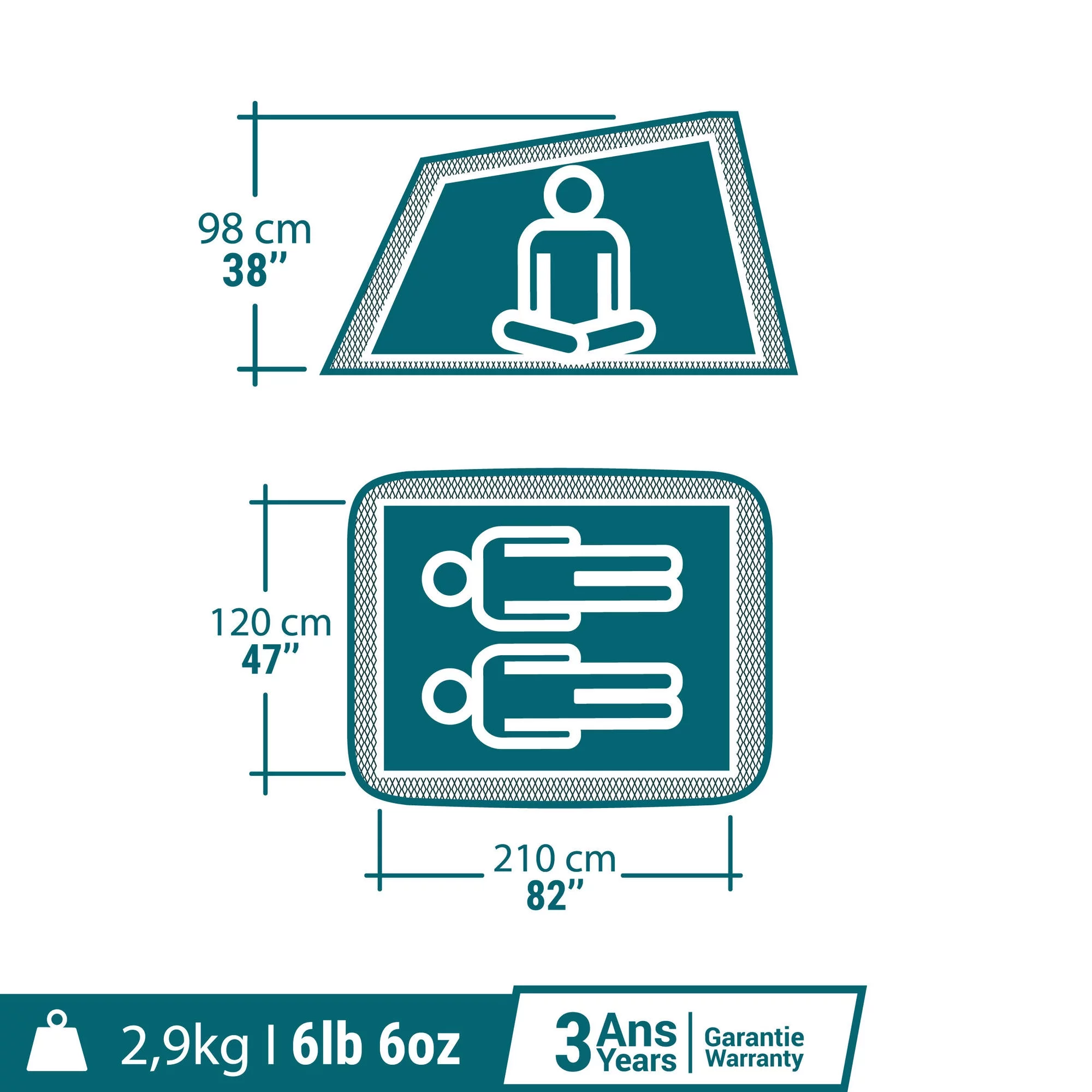Quechua, Instant 2 Second Pop Up, Portable Outdoor Camping Tent, Waterproof, Windproof, 2 Person - Womvr