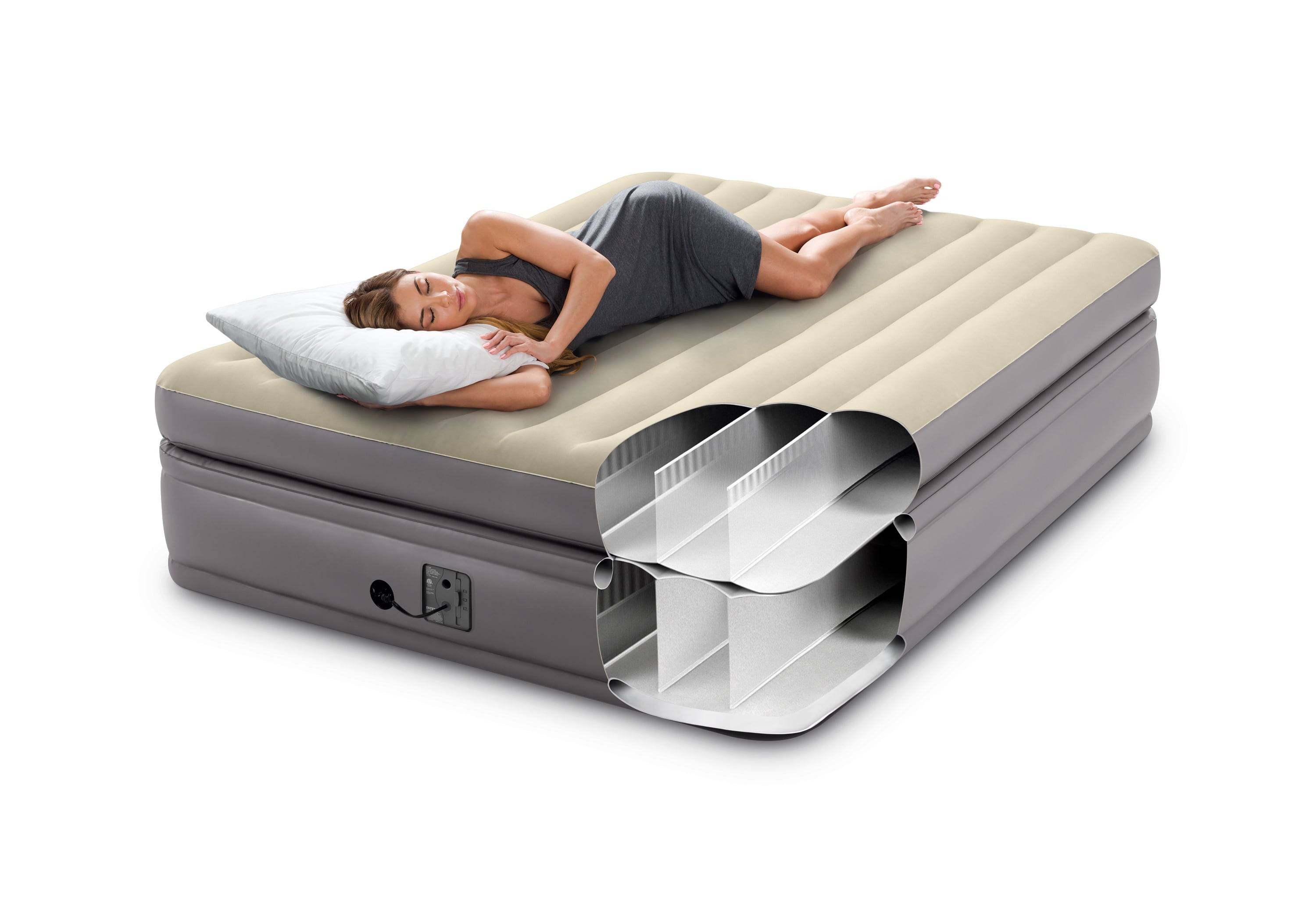 Intex -Queen Comfort Elevated Fiber-Tech Airbed - Womvr