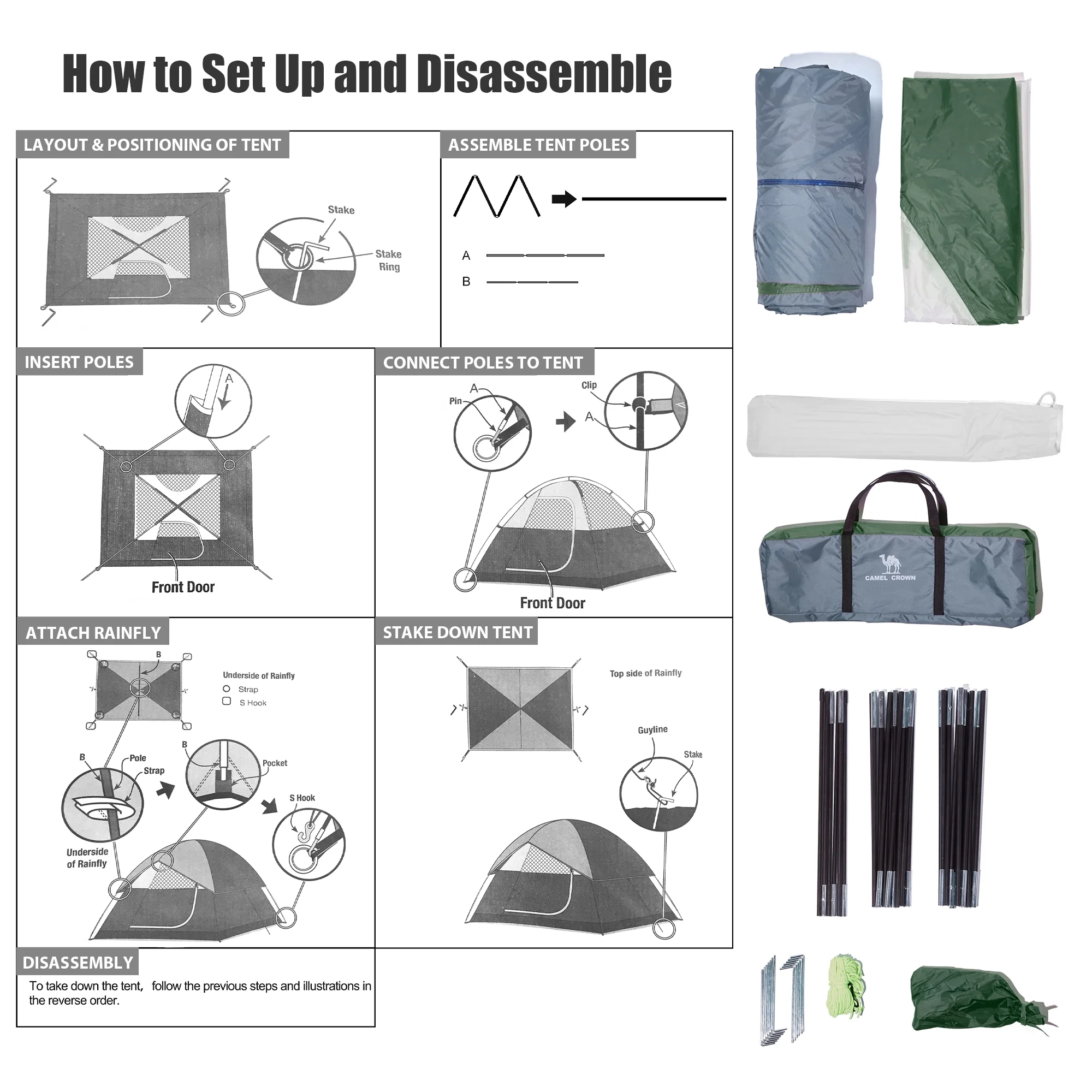 Camel Crown Camping Tent Waterproof 5-6 Person Tent for Camping Outdoor Backpacking Tents Lightweight Dome Tent Windproof Emergency Tent Easy Up Tents with Carry Bag - Womvr