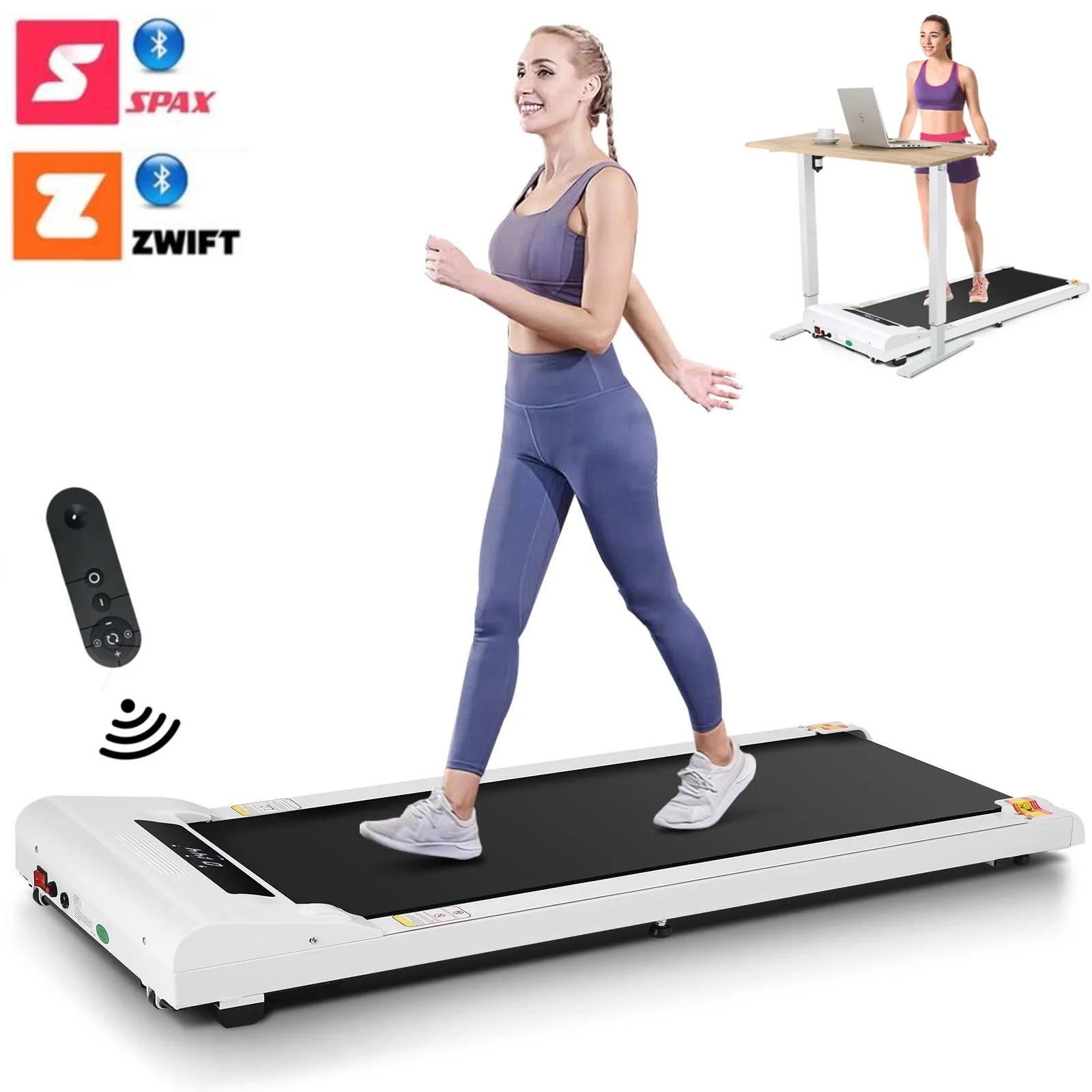 Tikmboex Walking Pad 300lb, Large Walking Area Under Desk Treadmill with Remote & App Remote Control for Home/Office Jogging Running,Pink - Womvr