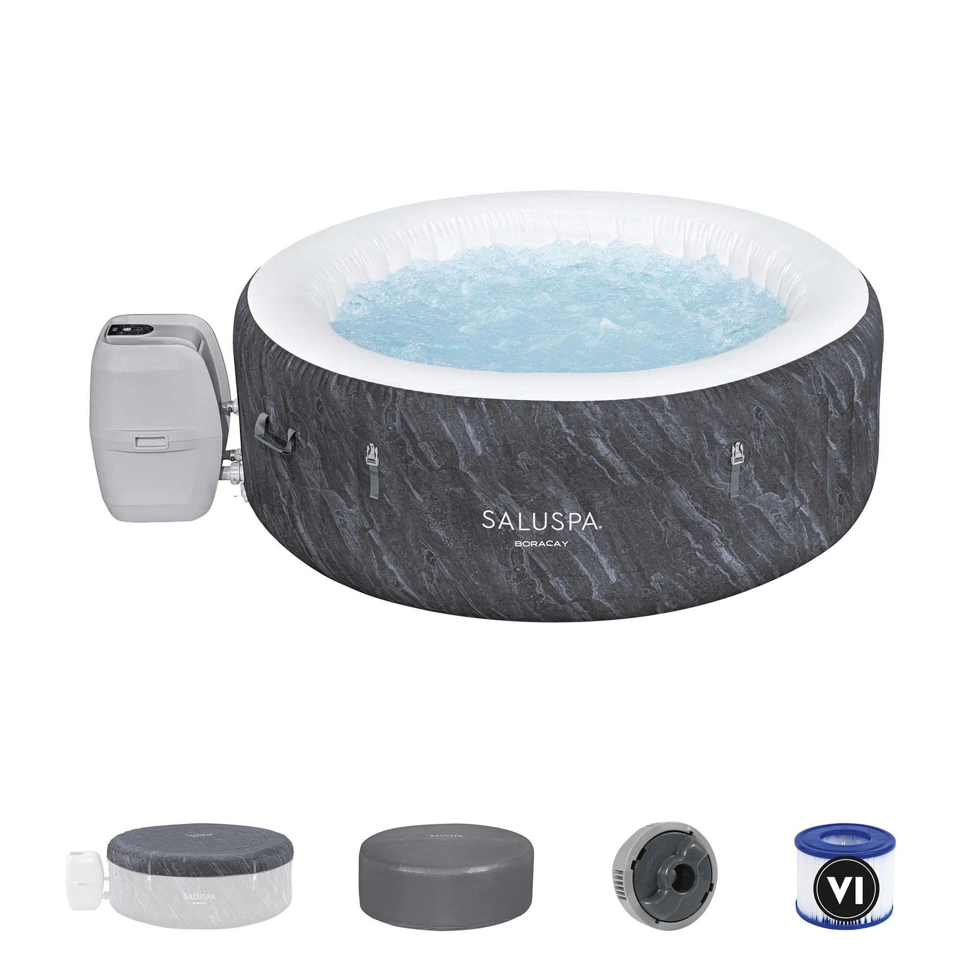 Bestway SaluSpa Cancun AirJet Inflatable Hot Tub with 120 Jets, Gray - Womvr