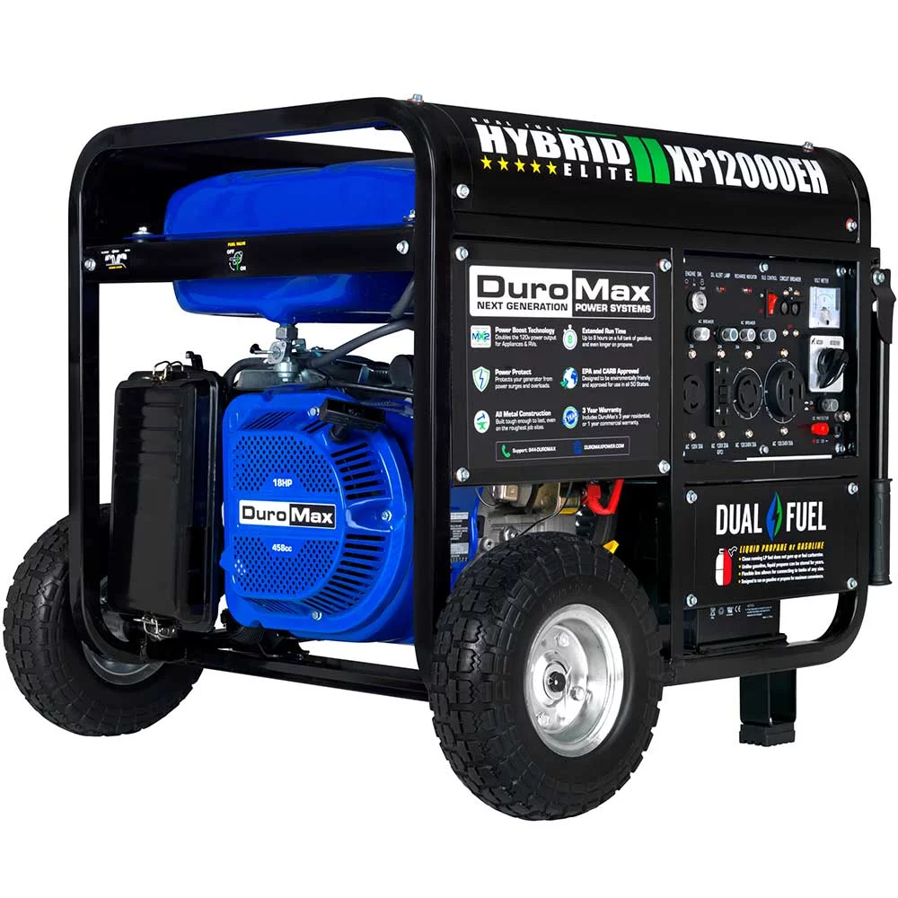 DuroMax XP12000EH 12,000 Watt Portable Dual Fuel Gas Propane Generator - Womvr