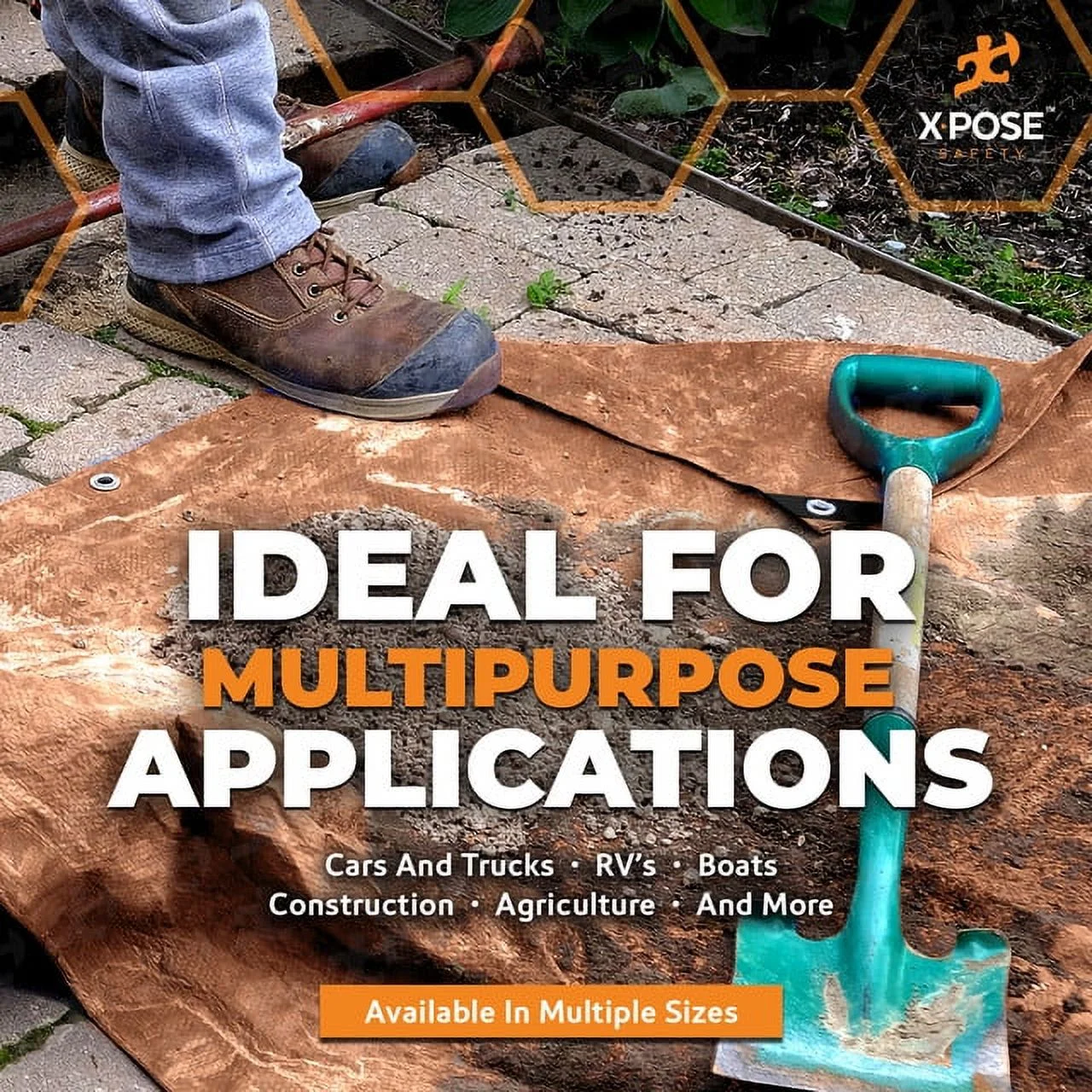 X-pose Safety Better Blue Poly Tarp 5' x 7' - Multipurpose Protective Cover - Lightweight, Durable, Waterproof, Weather Proof - 5 Mil Thick Polyethylene - Womvr