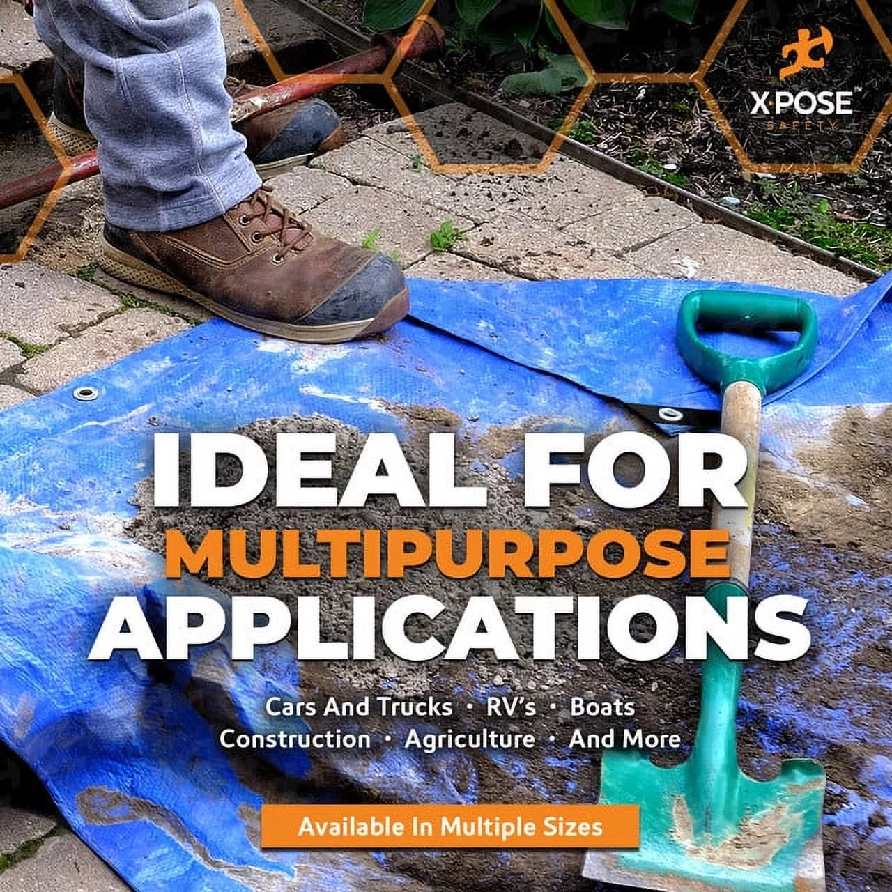 X-pose Safety Better Blue Poly Tarp 5' x 7' - Multipurpose Protective Cover - Lightweight, Durable, Waterproof, Weather Proof - 5 Mil Thick Polyethylene - Womvr