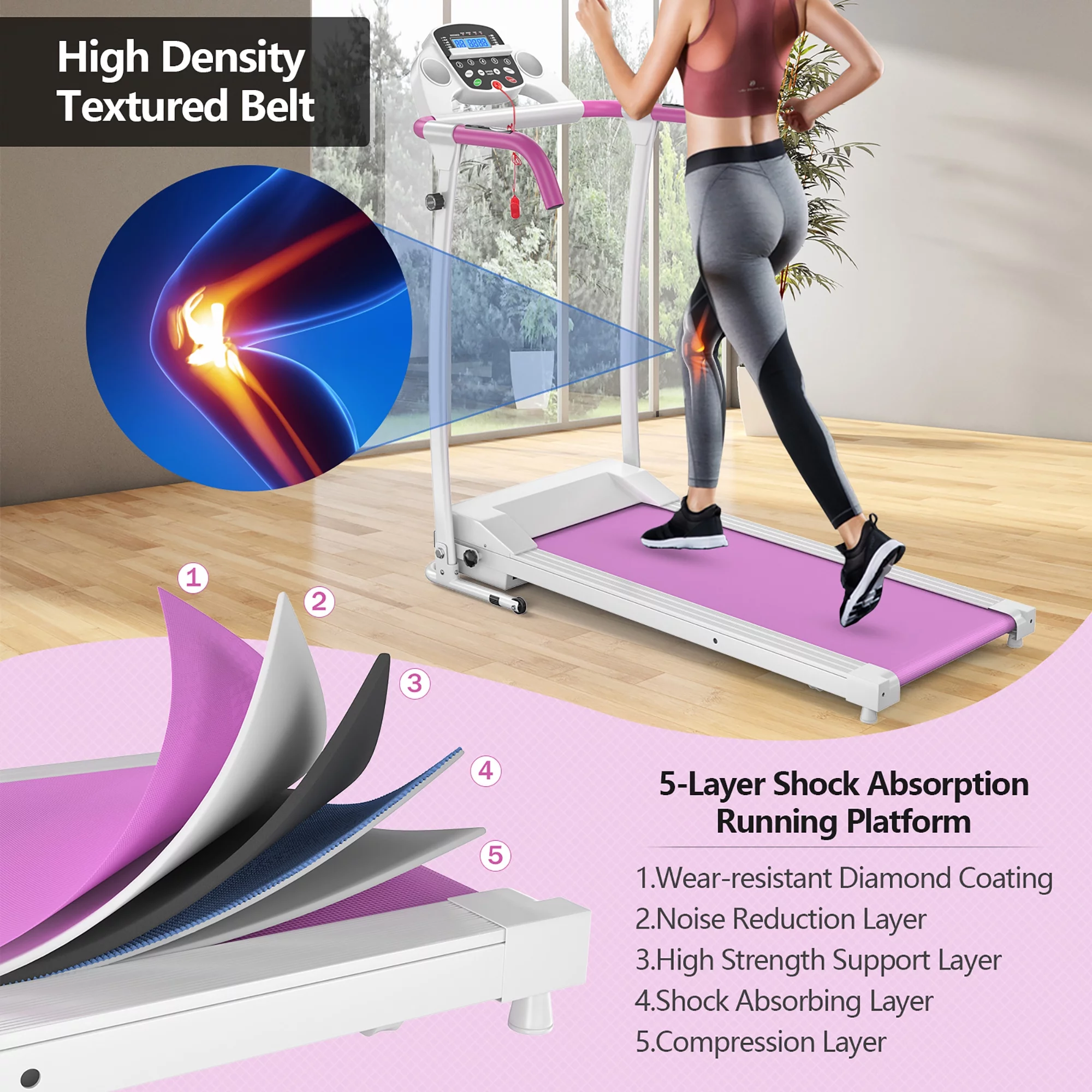 Costway 800W Folding Treadmill Electric /Support Motorized Power Running Fitness Machine - Womvr