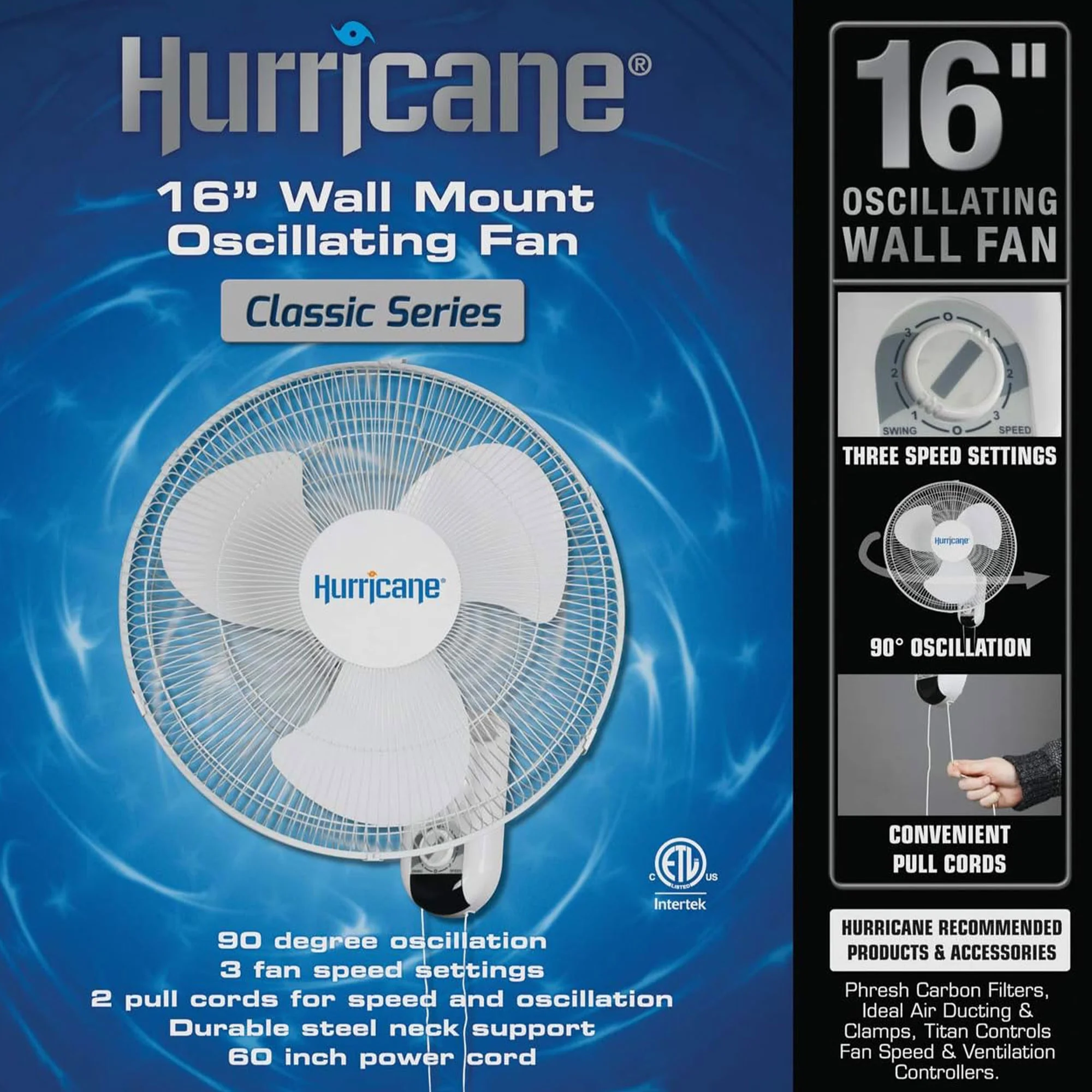 Hurricane Supreme 18 Inch Oscillating Wall Mount Fan, White - Womvr