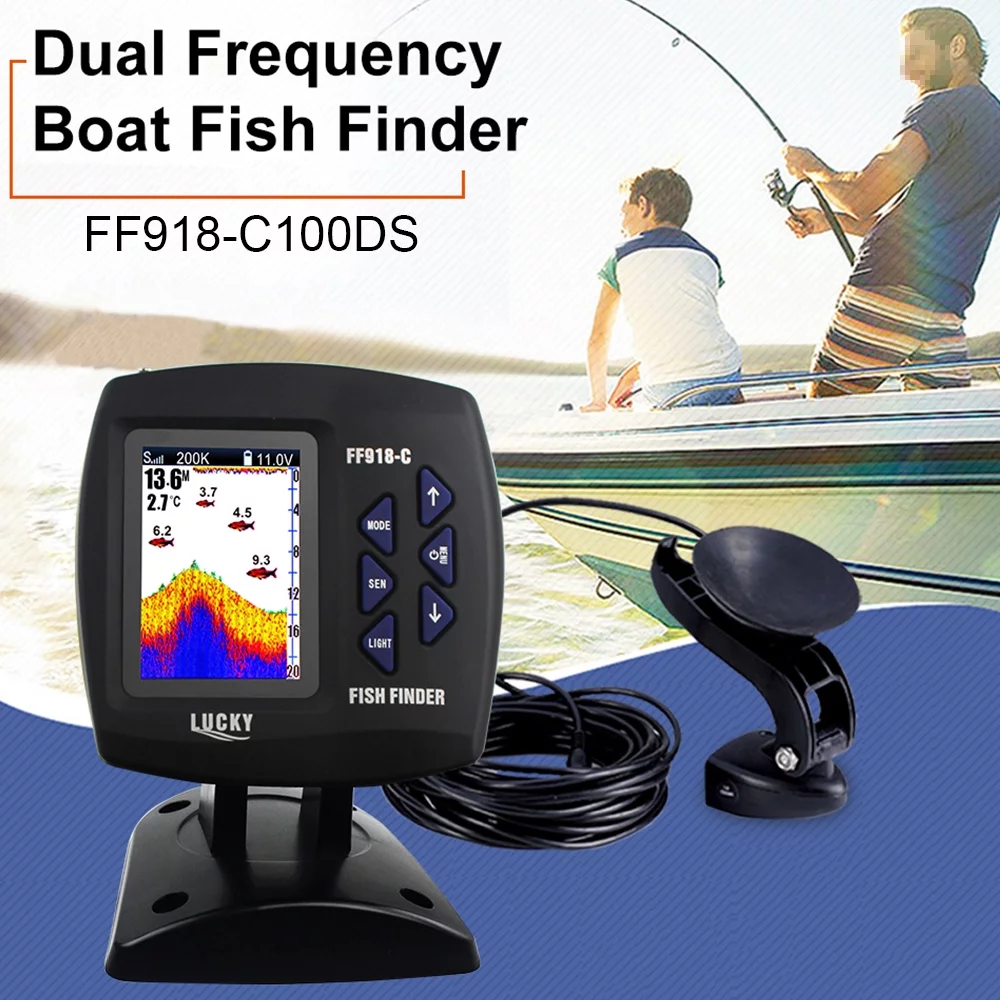 Uteam FF918-C100DS Fish Finder Dual Frequency with Color Screen 328ft/100m Water Depth for Boats - Womvr