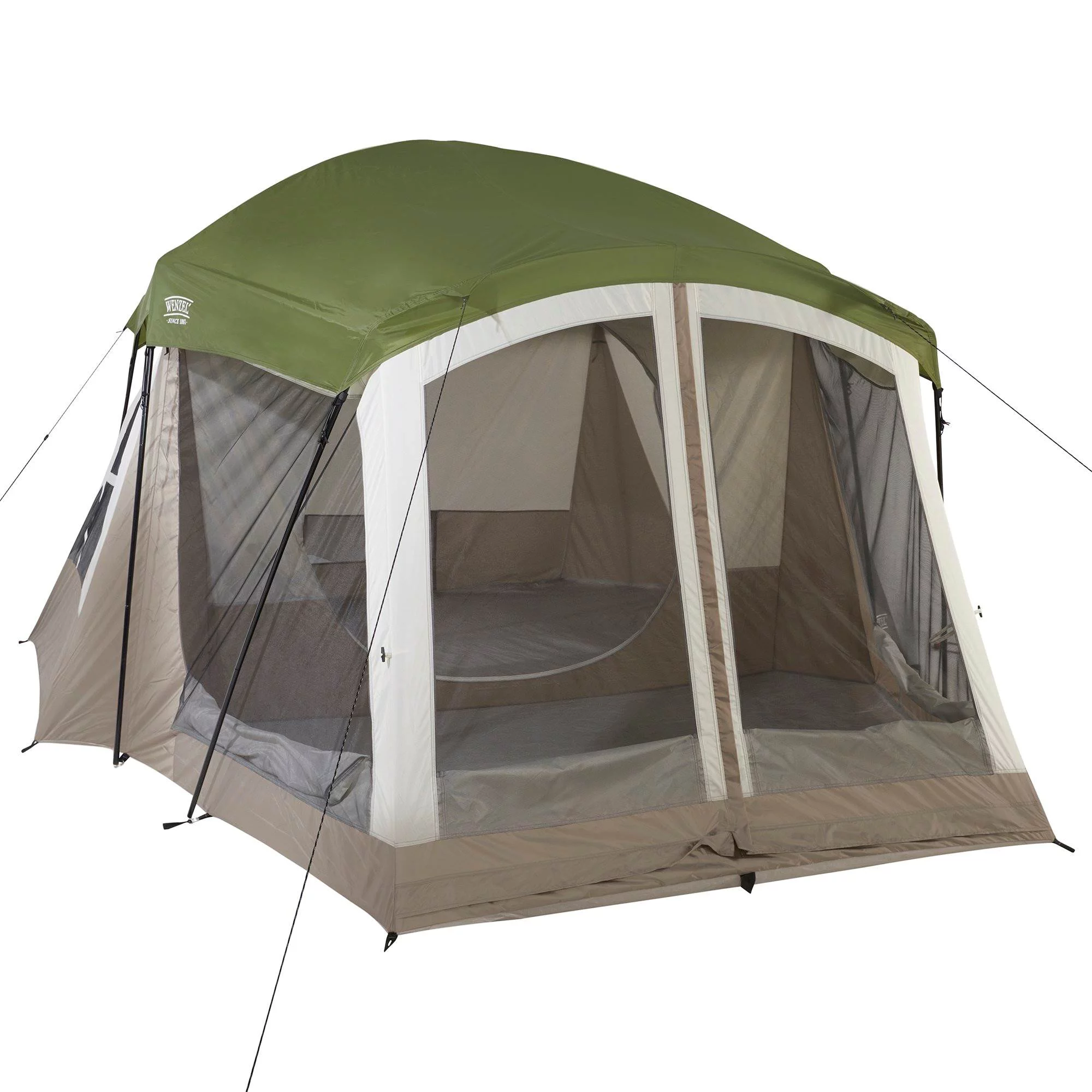 Wenzel Klondike 8-Person Large Outdoor Camping Tent with Screen Room, Brown - Womvr