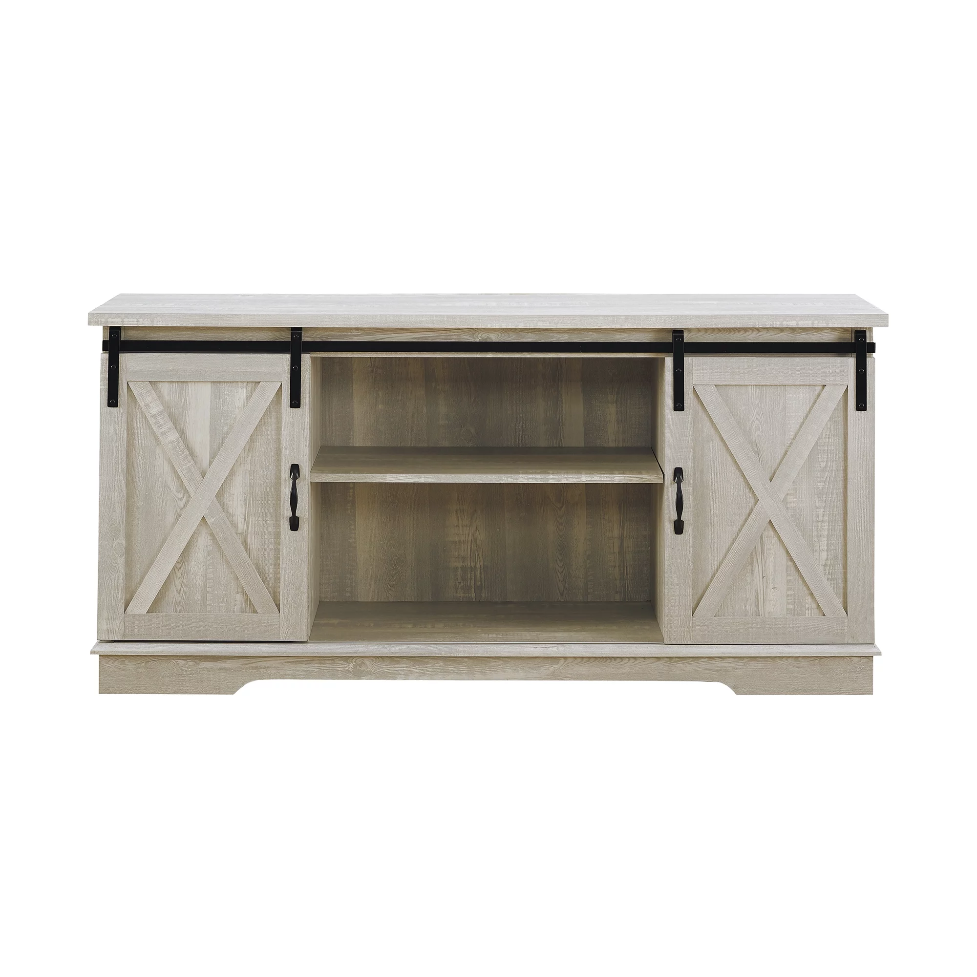 Woven Paths Farmhouse Sliding Barn Door TV Stand for TVs up to 65