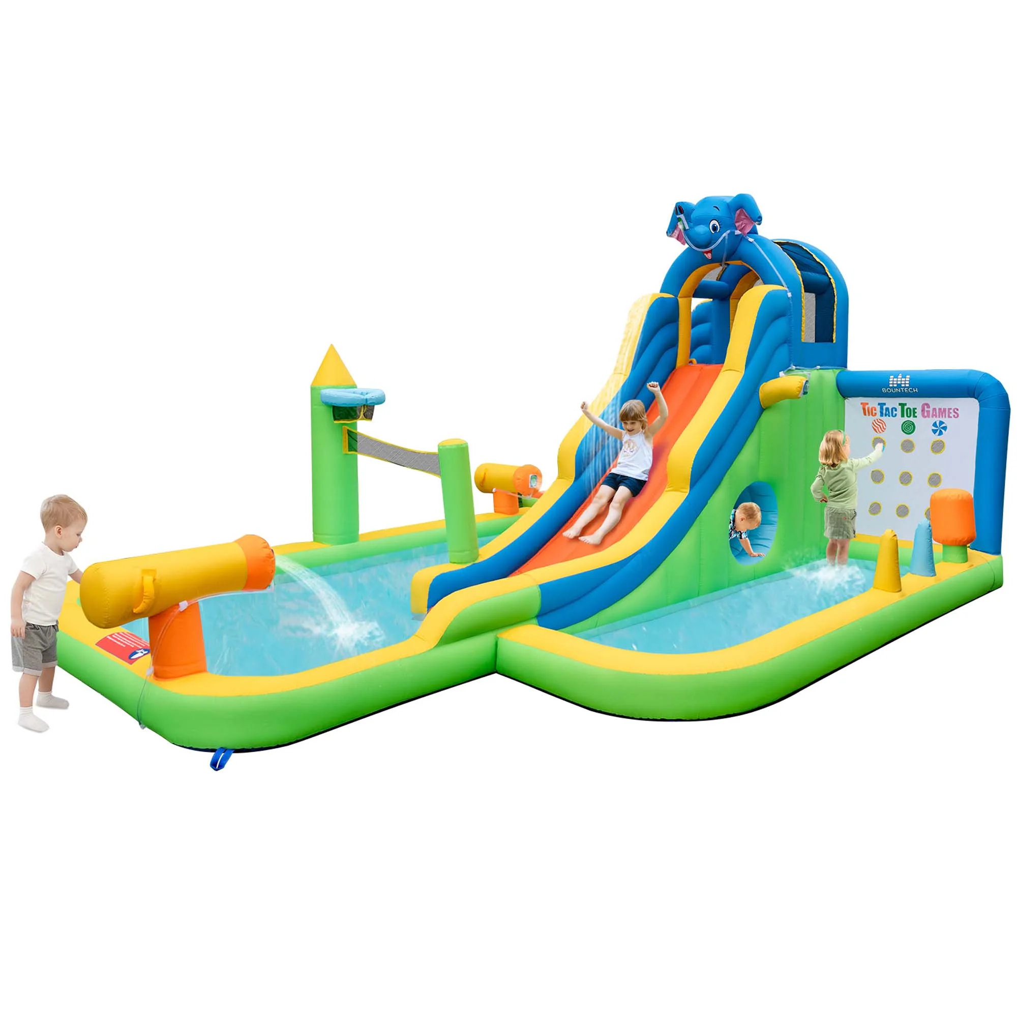 Costway Inflatable Water Slide Giant Splash Pool for Kids Backyard Fun without Blower - Womvr