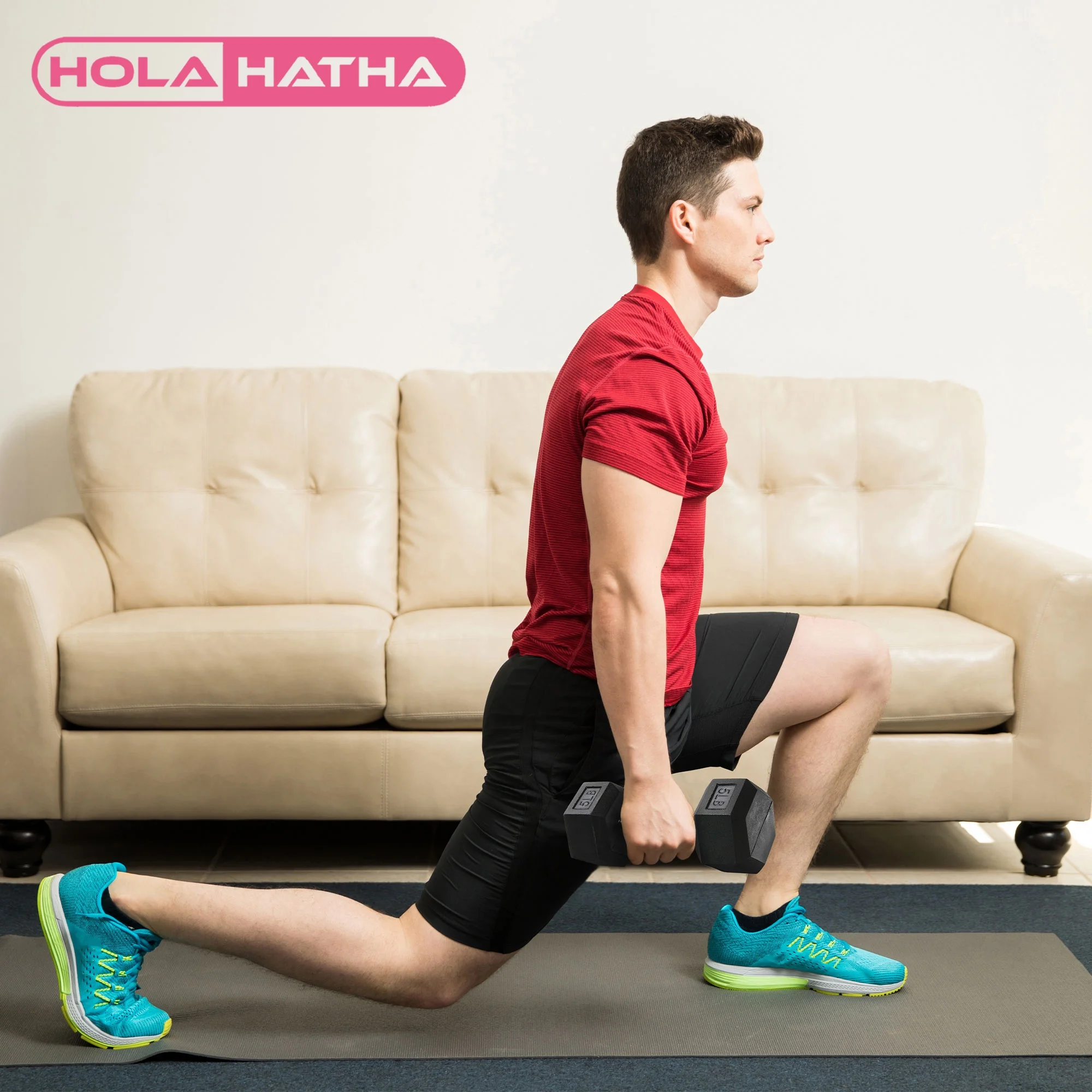 HolaHatha 5, 8, 10, 12 and 15 Pound Hexagonal Dumbbell Weight Set with Rack - Womvr