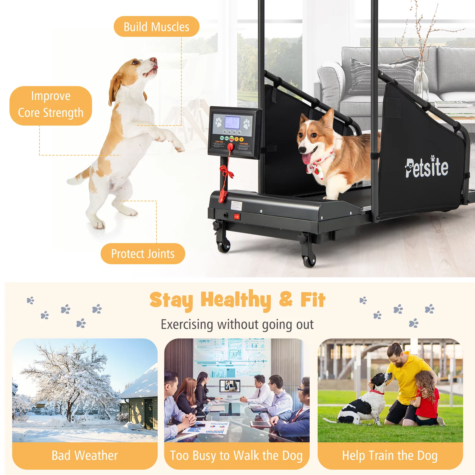 Costway Dog Treadmill for Small/Medium Dogs Indoors Pet Running Training Machine - Womvr