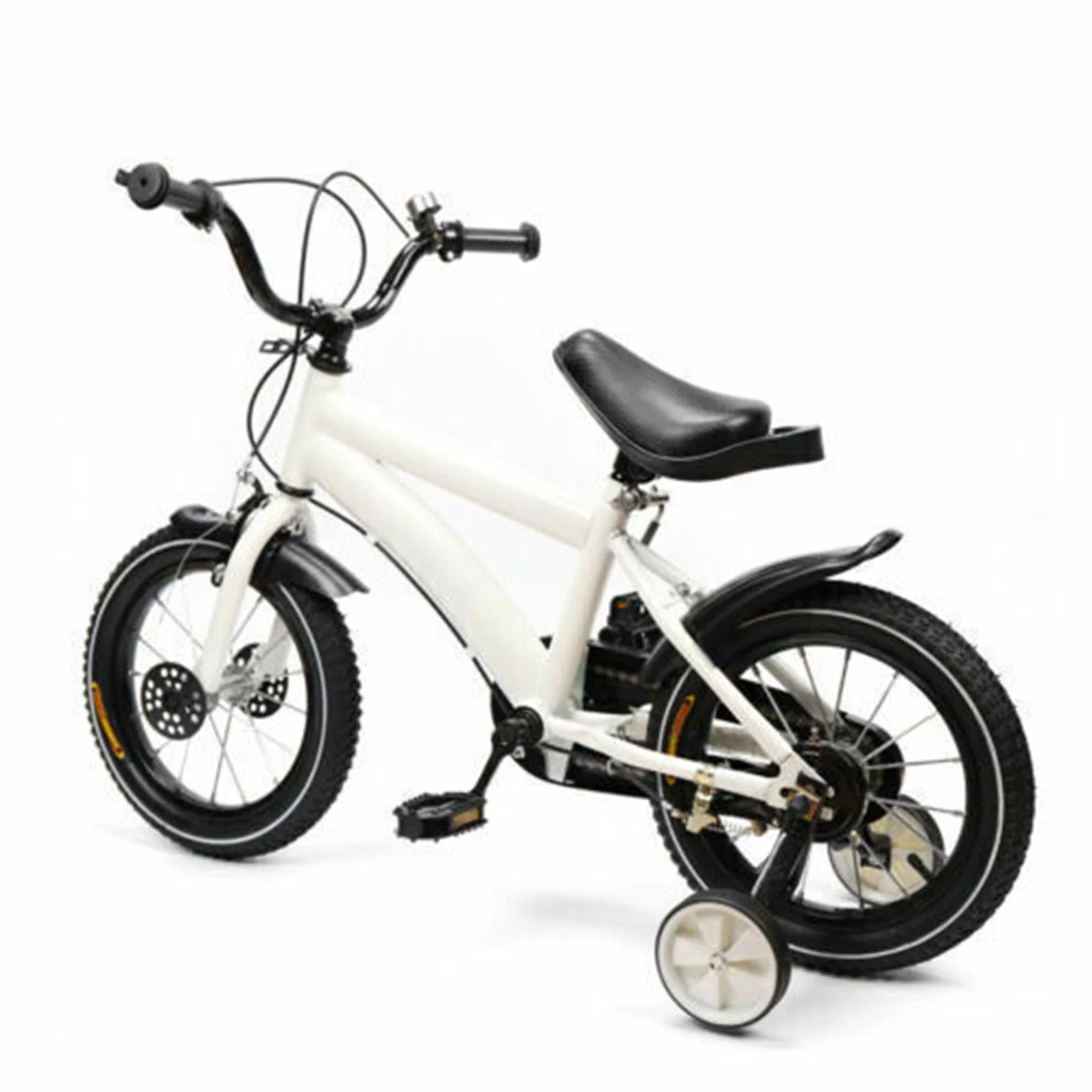 YIYIBYUS 14 Inch Kids Bike Boy Girl Safe Bicycle with Training Wheels and Adjustable Seat, White - Womvr