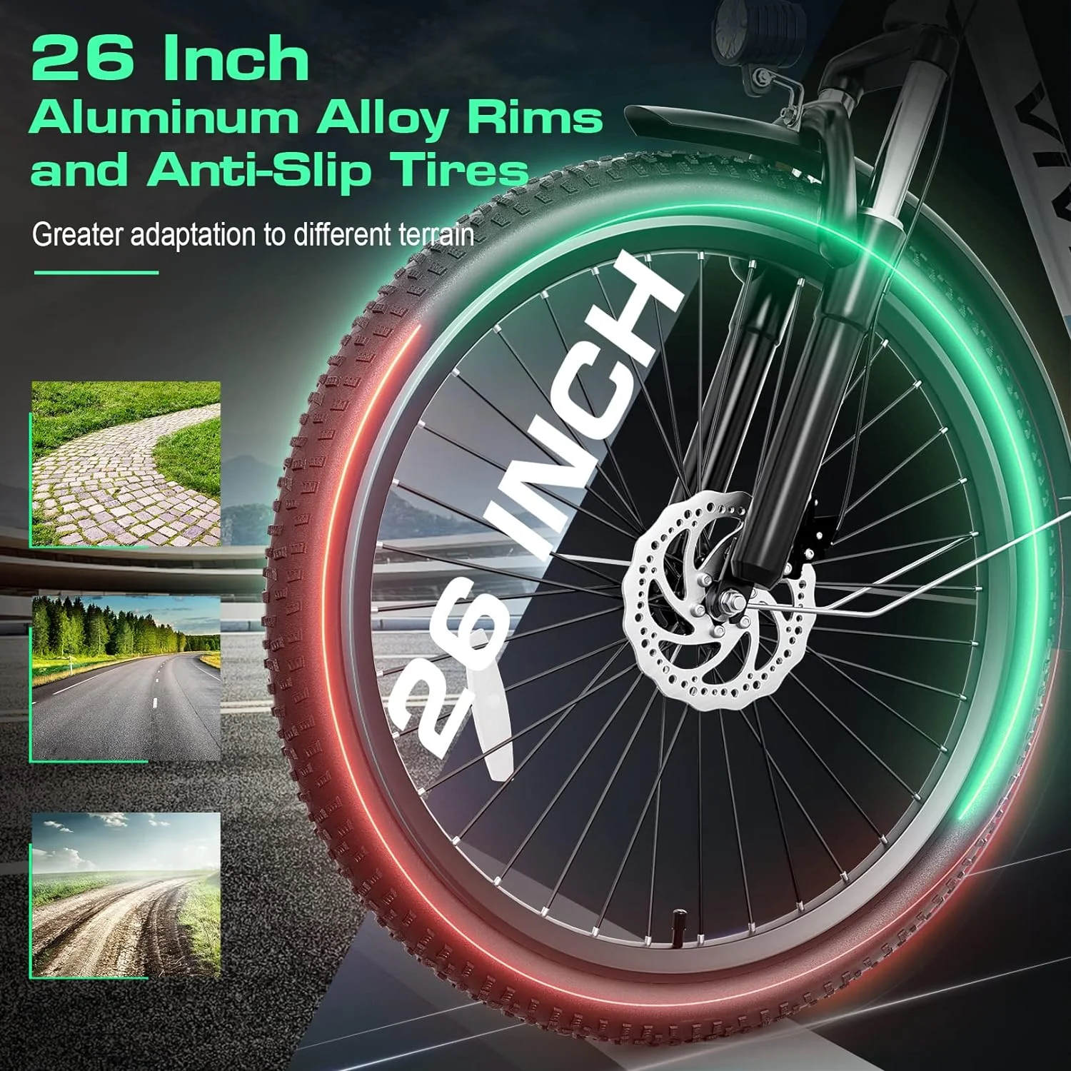 Vivi Electric Bike 26'' Electric Bike for Adults 500W Electric Bike with 48V Removable Battery, Electric Commuter Cruiser Bike 20MPH & 50 Mile City Electric Bike with Cruise Control - Womvr