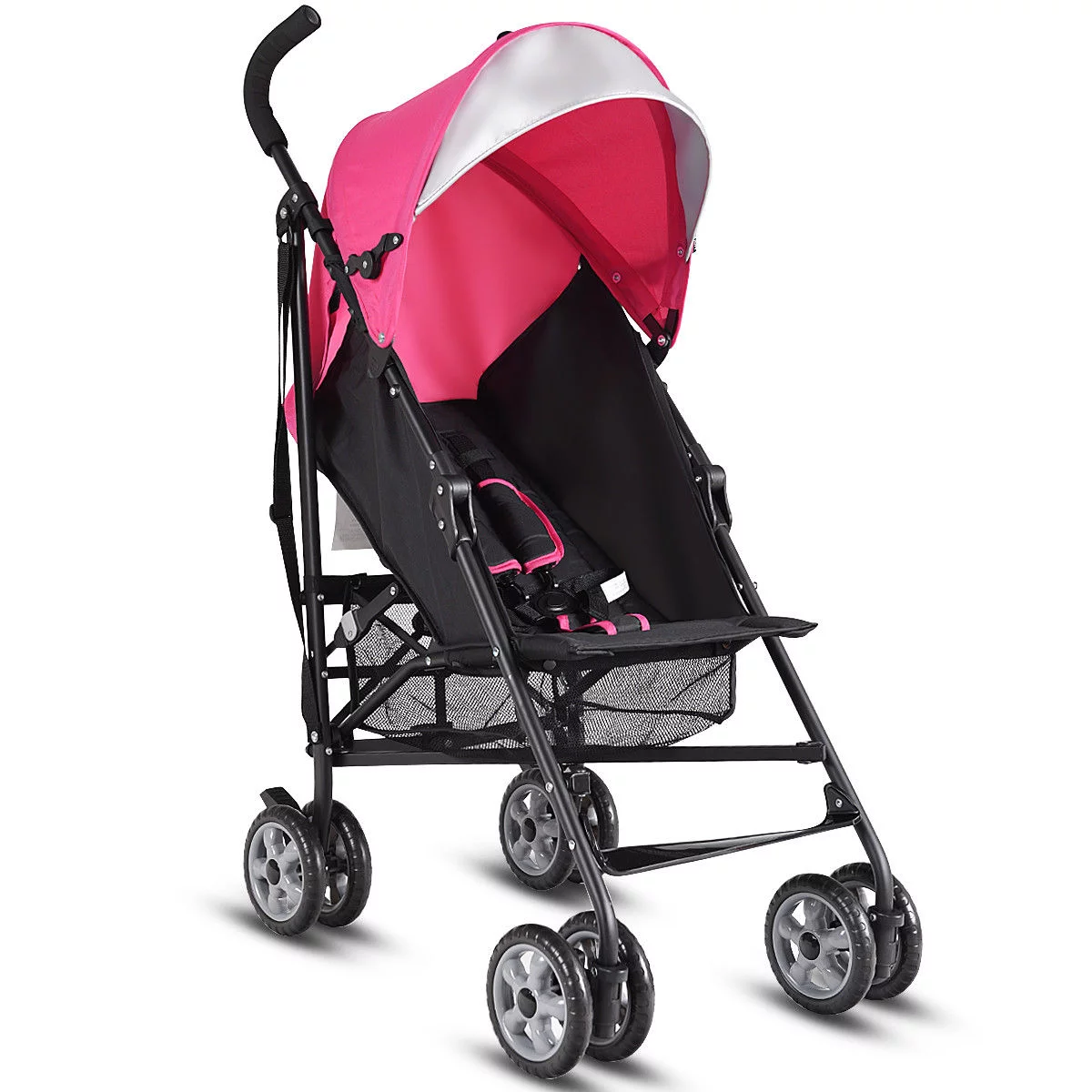 Costway Folding Lightweight Baby Toddler Umbrella Travel Stroller with Storage Basket Black - Womvr