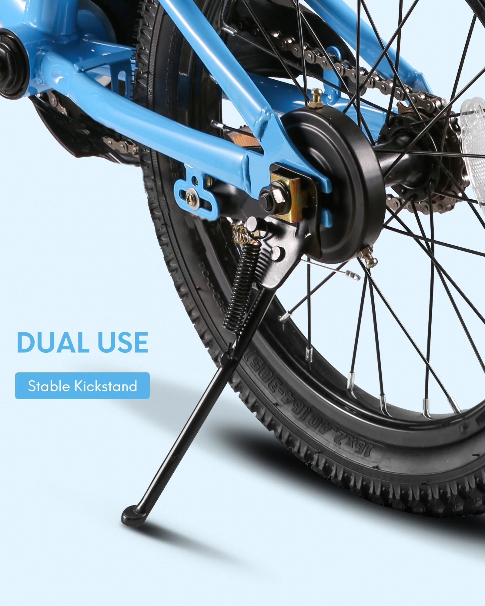 16 Inch Kids Bike Girls and Boys Blue Kid Bicycle for Age 4-8 Years Old with Kickstand & Training Wheels - Womvr