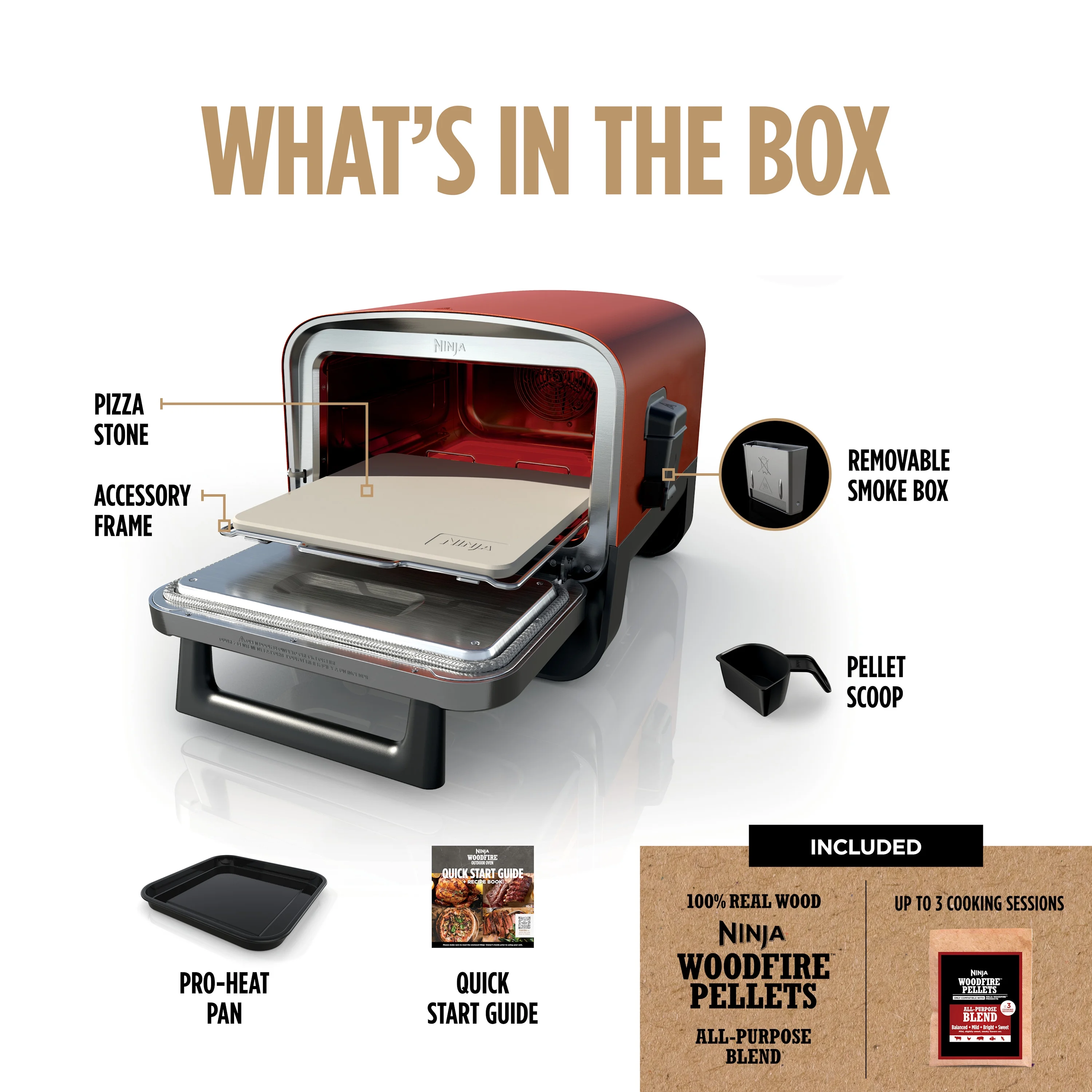 Ninja Woodfire? Pizza Oven, 5-in-1 outdoor oven, 5 Pizza Settings, Ninja Woodfire? Technology, up to 700��F heat, BBQ smoker, Electric? - Womvr