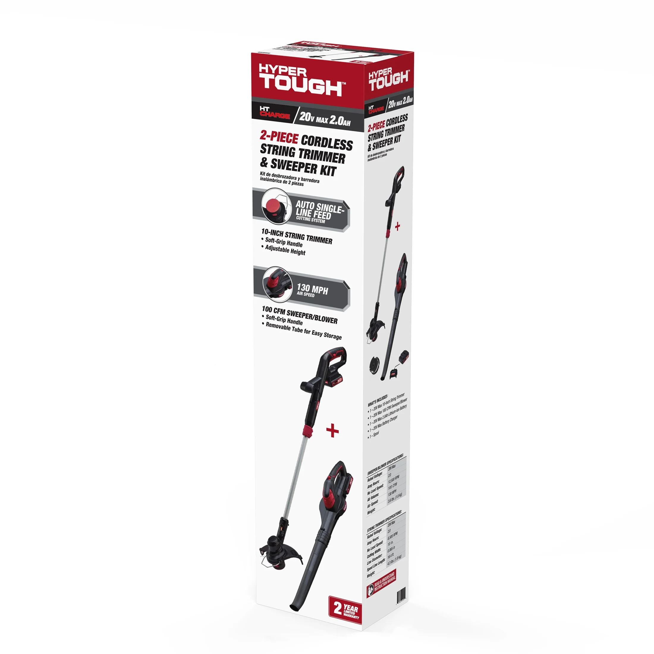 Hyper Tough 20V Max Cordless Combo Kit, 10-inch String Trimmer & 130 mph Sweeper - Womvr